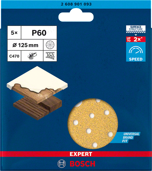 Disque abrasif pour ponceuse Diam.125 mm Lot de 5  - C470 BOSCH - 3