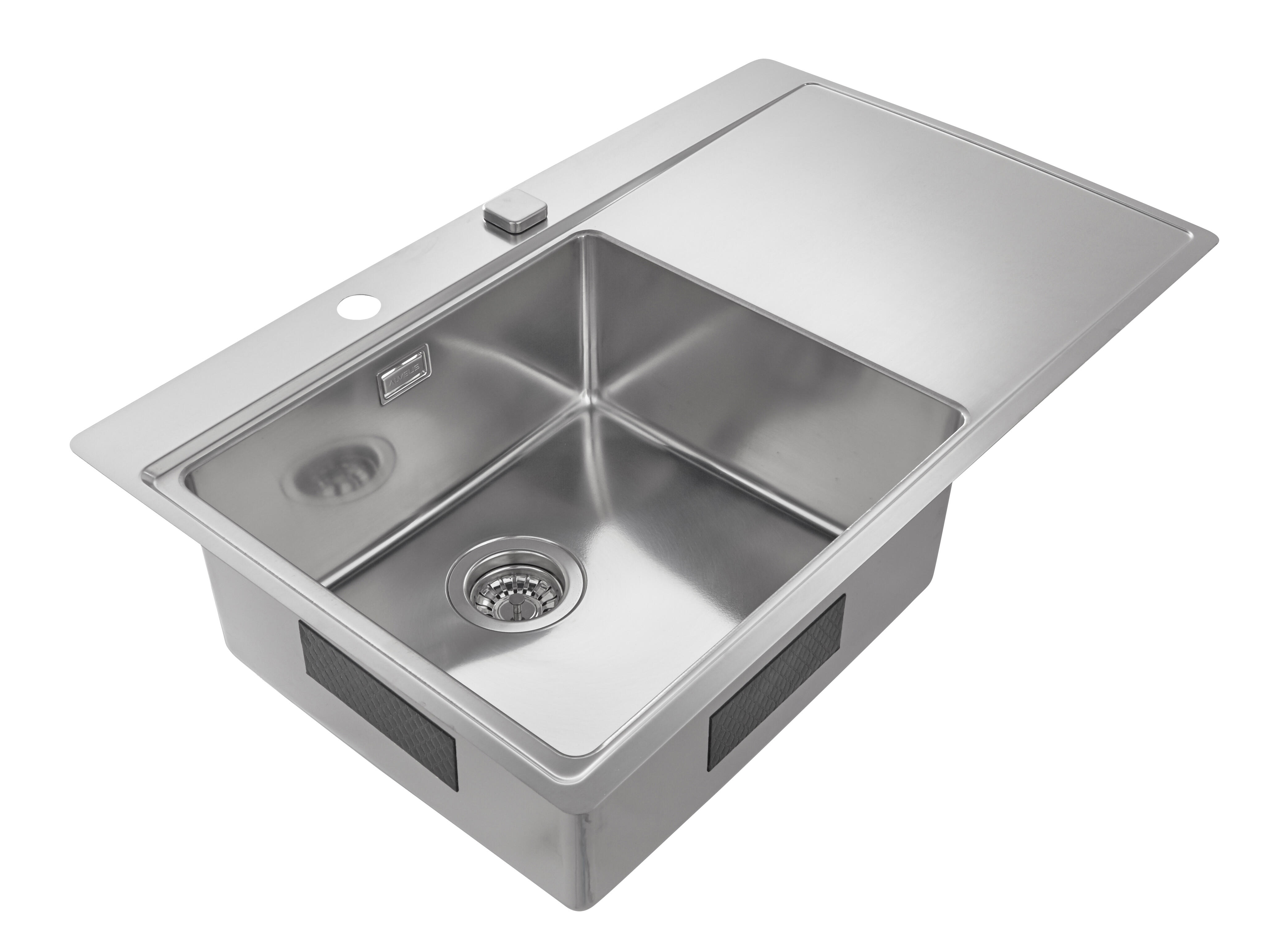 Evier à encastrer 1 cuve à gauche en Inox satiné - 