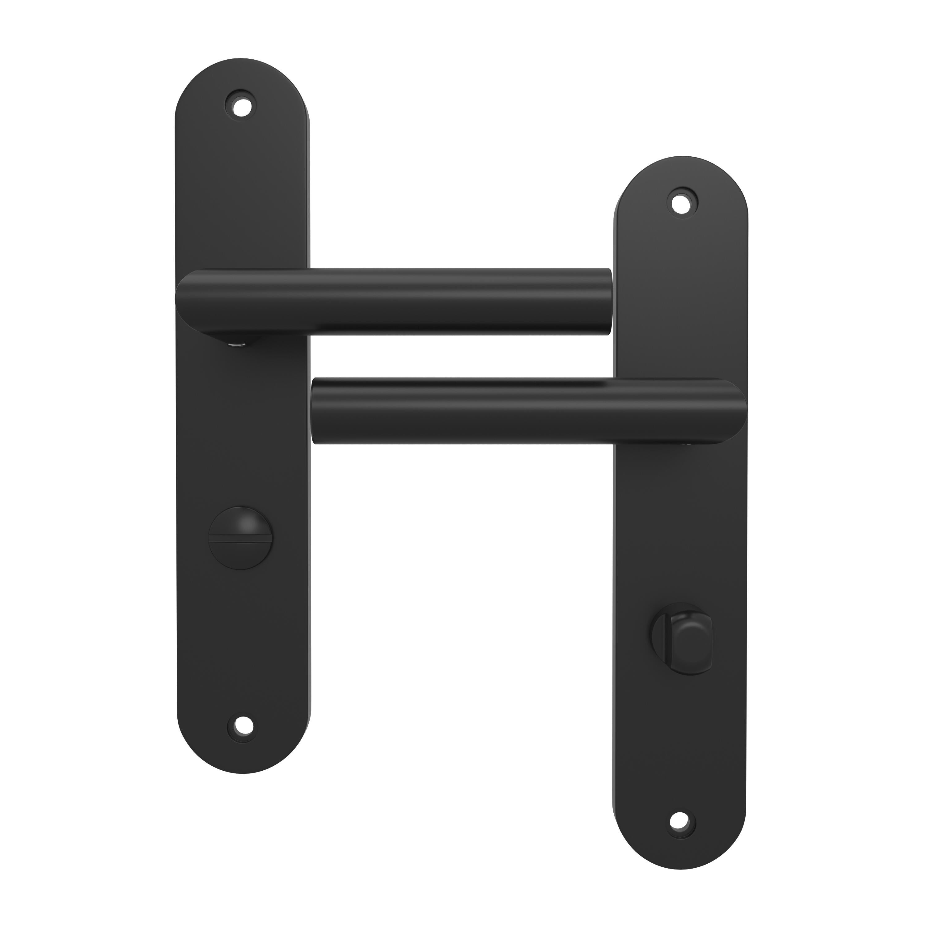 Poignée de porte sur plaque noire entraxe 195 mm à condamnation THEA x2 - 6
