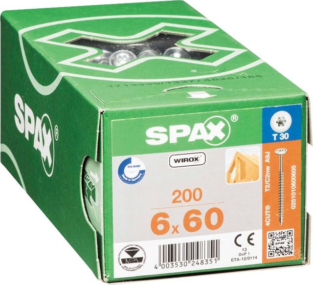 Vis bois Diam. 6 x 60 mm Boîte de 200 - SPAX