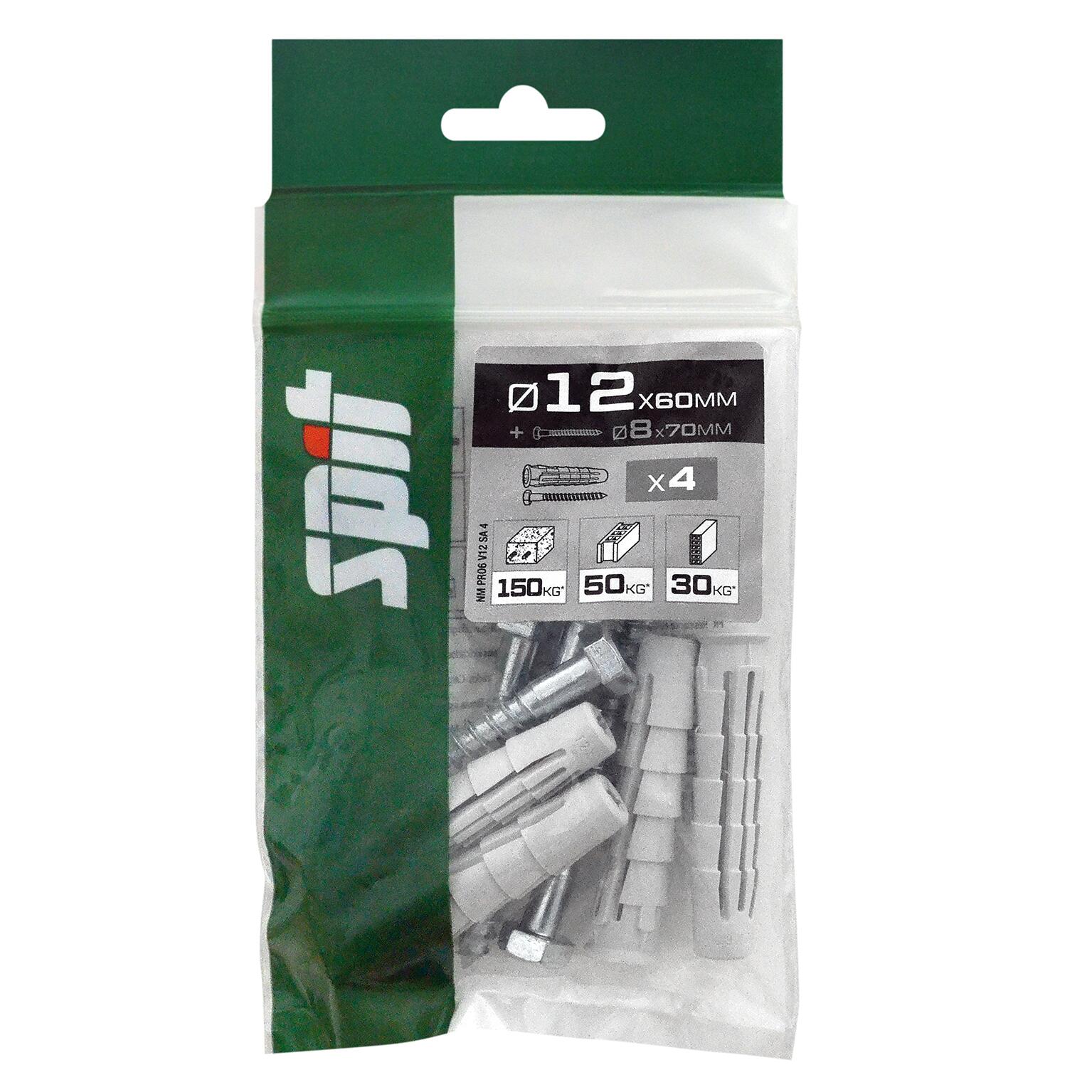 Cheville nylon avec tirefond multi-matériaux Diam.12 mm x 60 mm - SPIT Pro6 (lot de 4) - 2