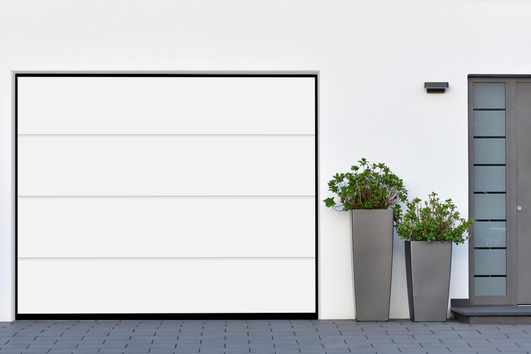 Porte de garage sectionnelle prémontée Motorisée sans rainure H.200 x l.240 Blanc  - 2