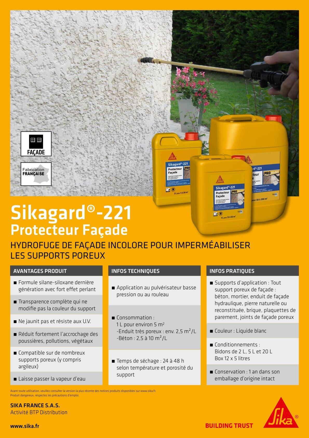 Imperméabilisant façade 20 L Sikagard 221 - SIKA - 2