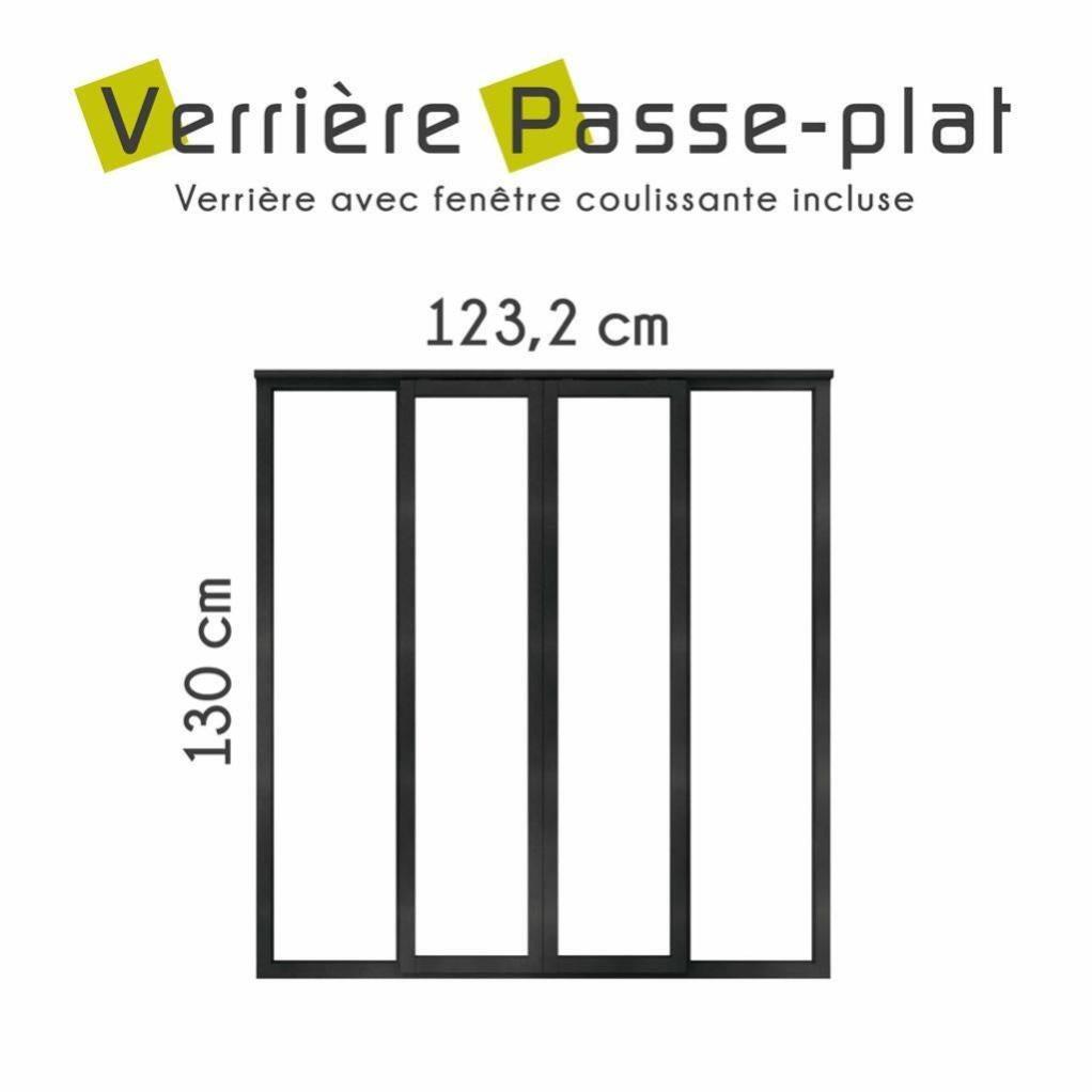 Verrière atelier aluminium coulissante, 4 vitrages inclus H.108 x l.123,20 cm noir sablé - 3