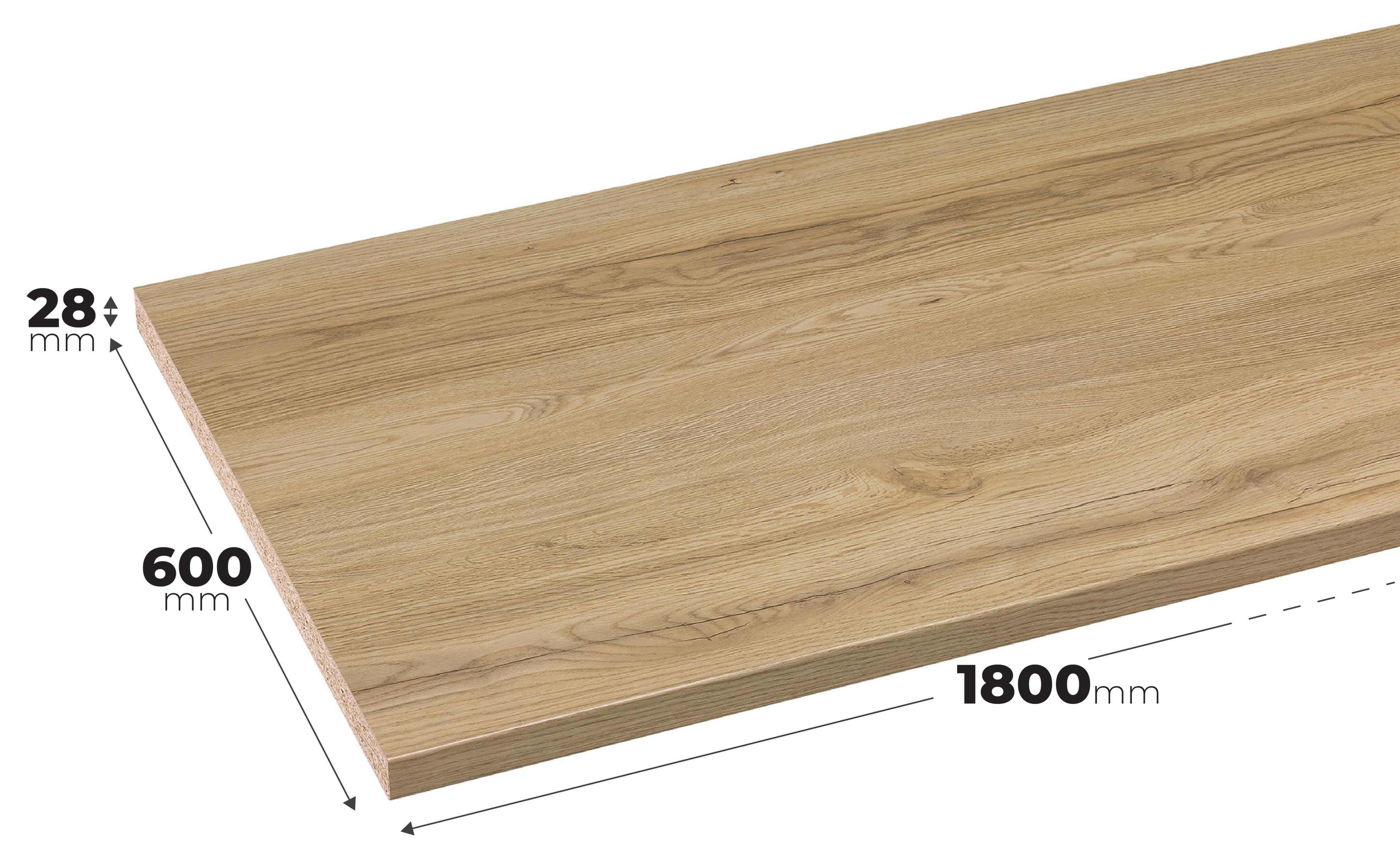 Plan de travail stratifié imitation bois Chêne des Flandres L.1800 x P.600 x ép.28 mm - 2