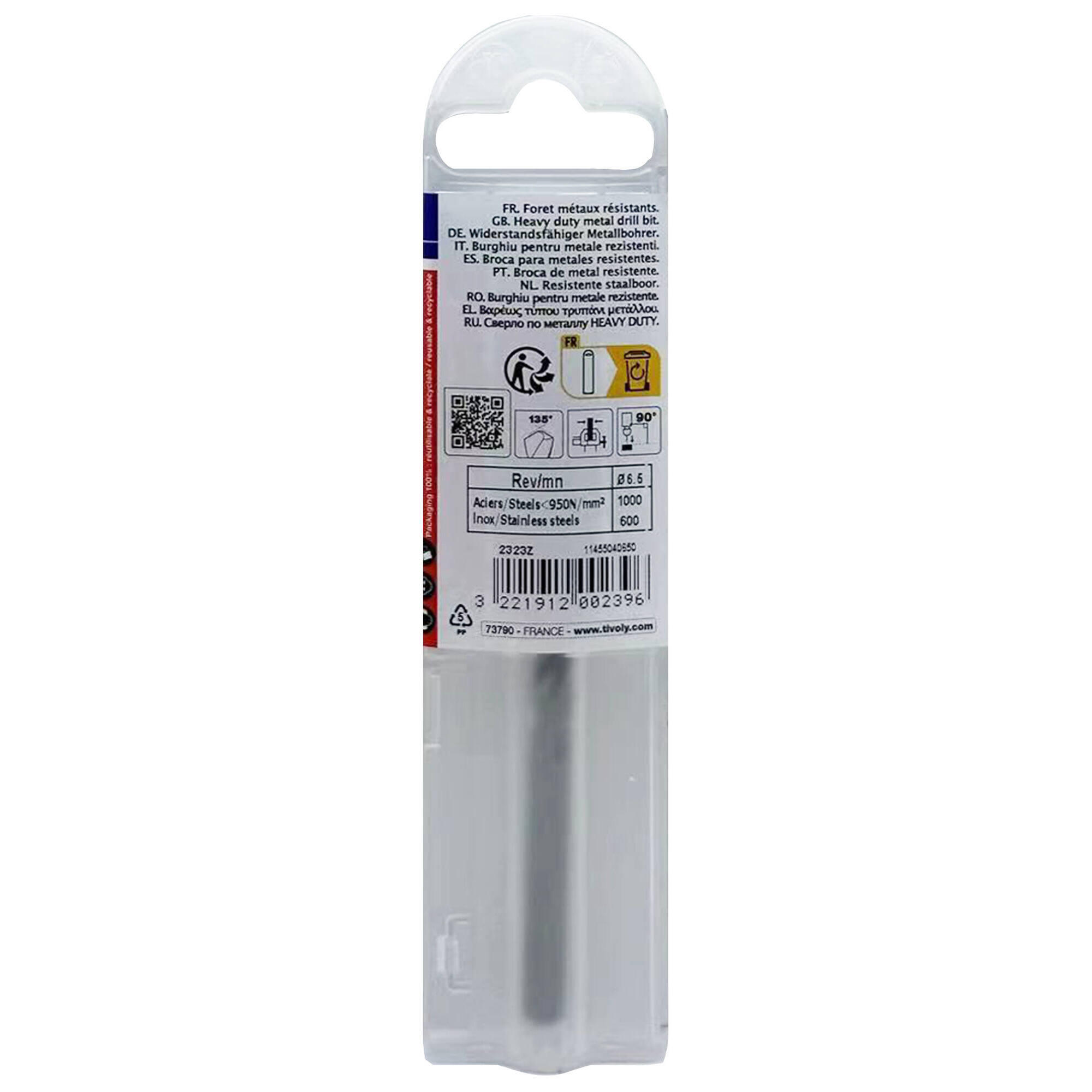 Foret métal HSS Cobalt 5% Diam.6,5 mm L.101 mm - TIVOLY - 6