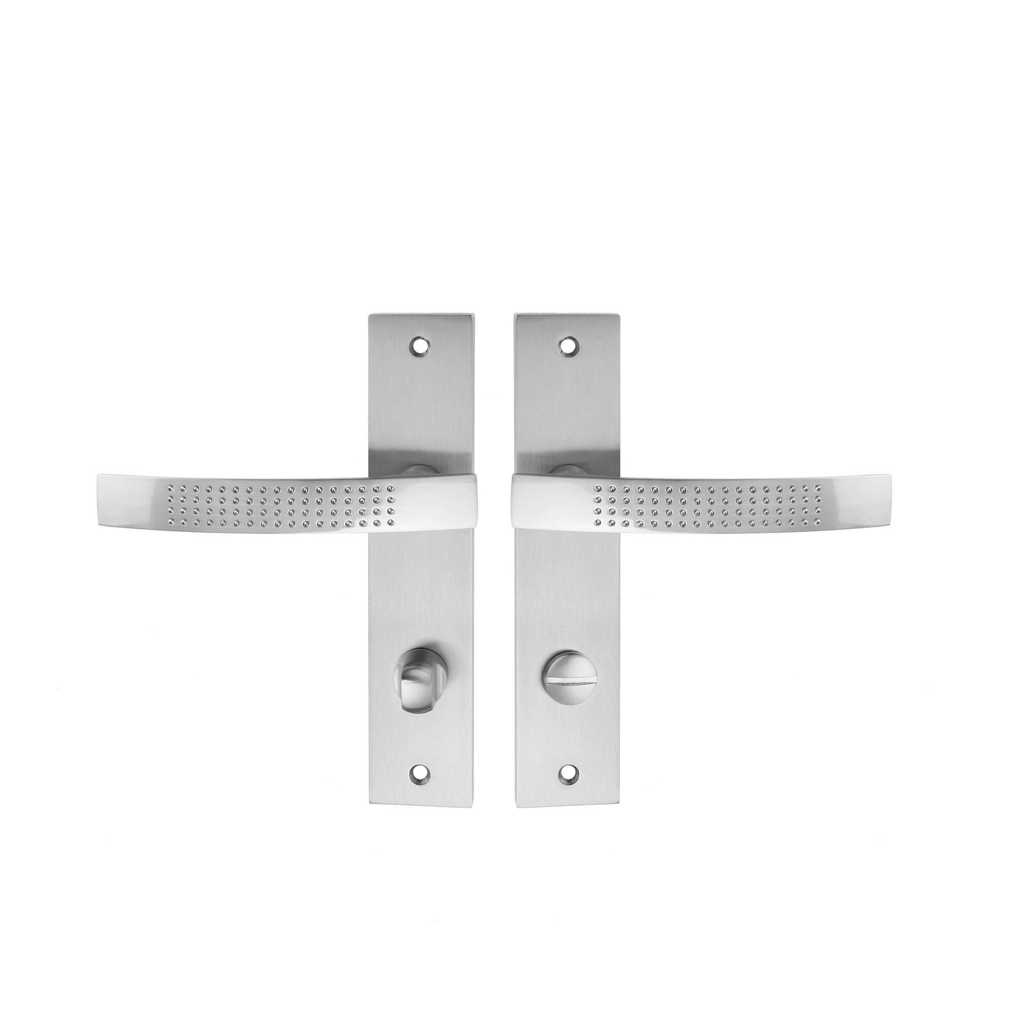 Poignée de porte sur plaque aspect nickel entraxe 165 mm à condamnation ILDA x2 - 3