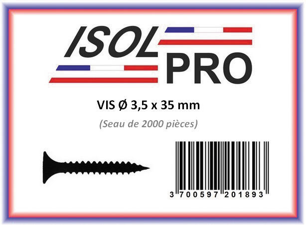 Vis Plaque de plâtre Diam. 3,5 x 35 mm Boîte de 2000 - ISOLPRO - 2
