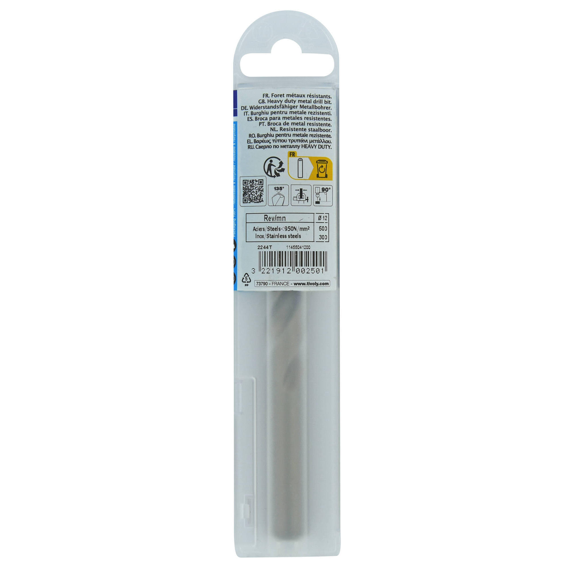 Foret métal HSS Cobalt 5% Diam.12 mm L.151 mm - TIVOLY - 6