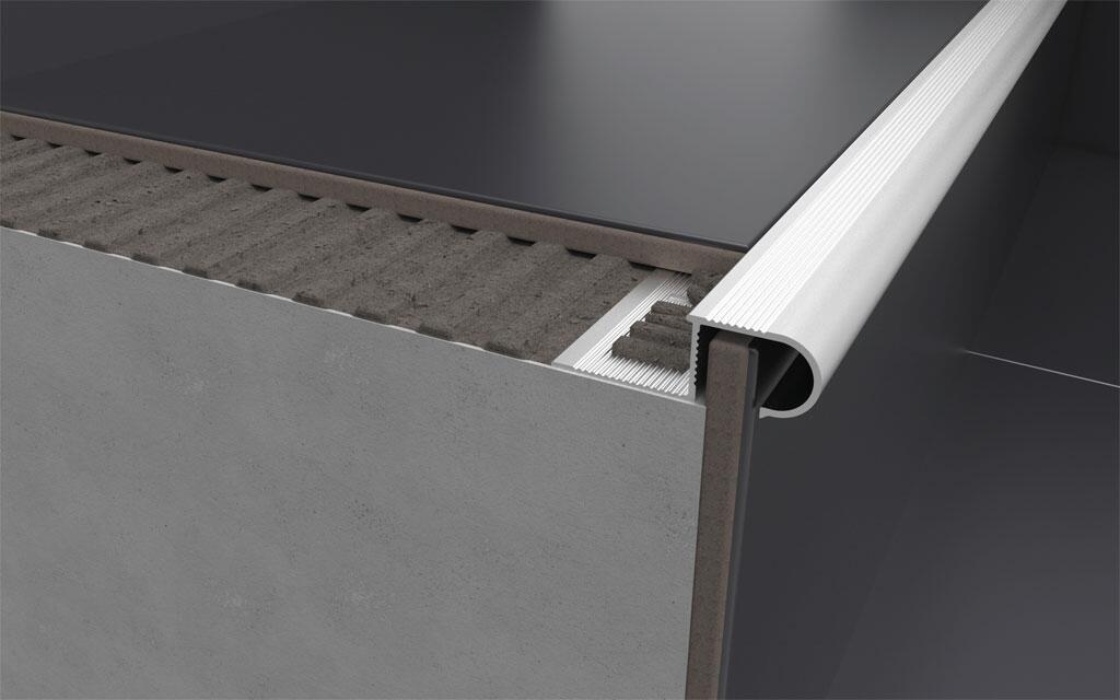 Nez de marche carrelage Ep.11 mm aluminium brillant gris L.2,50 m - 2