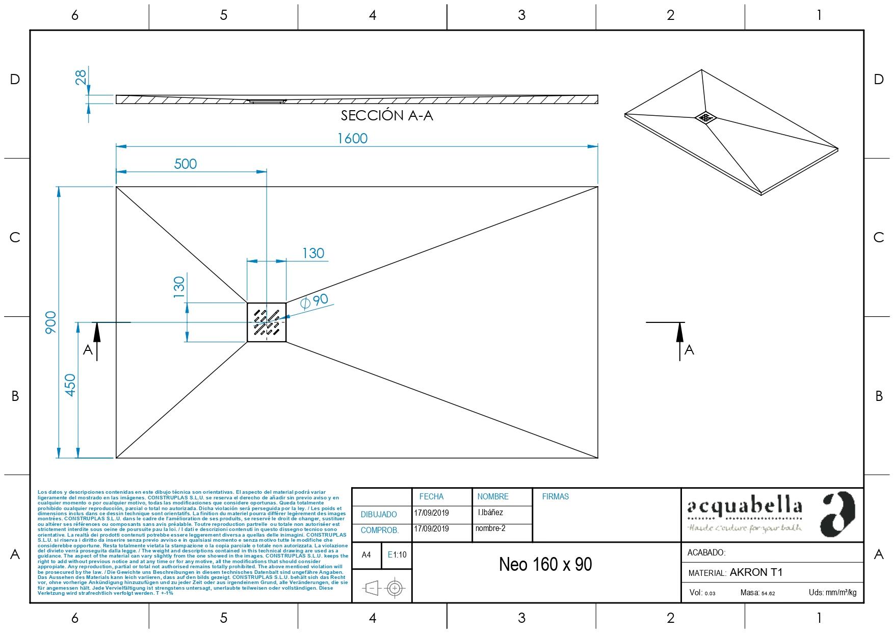 Receveur de douche extra-plat L.160 x l.90 cm Ep.2,8 cm résine blanc Senstures - 2
