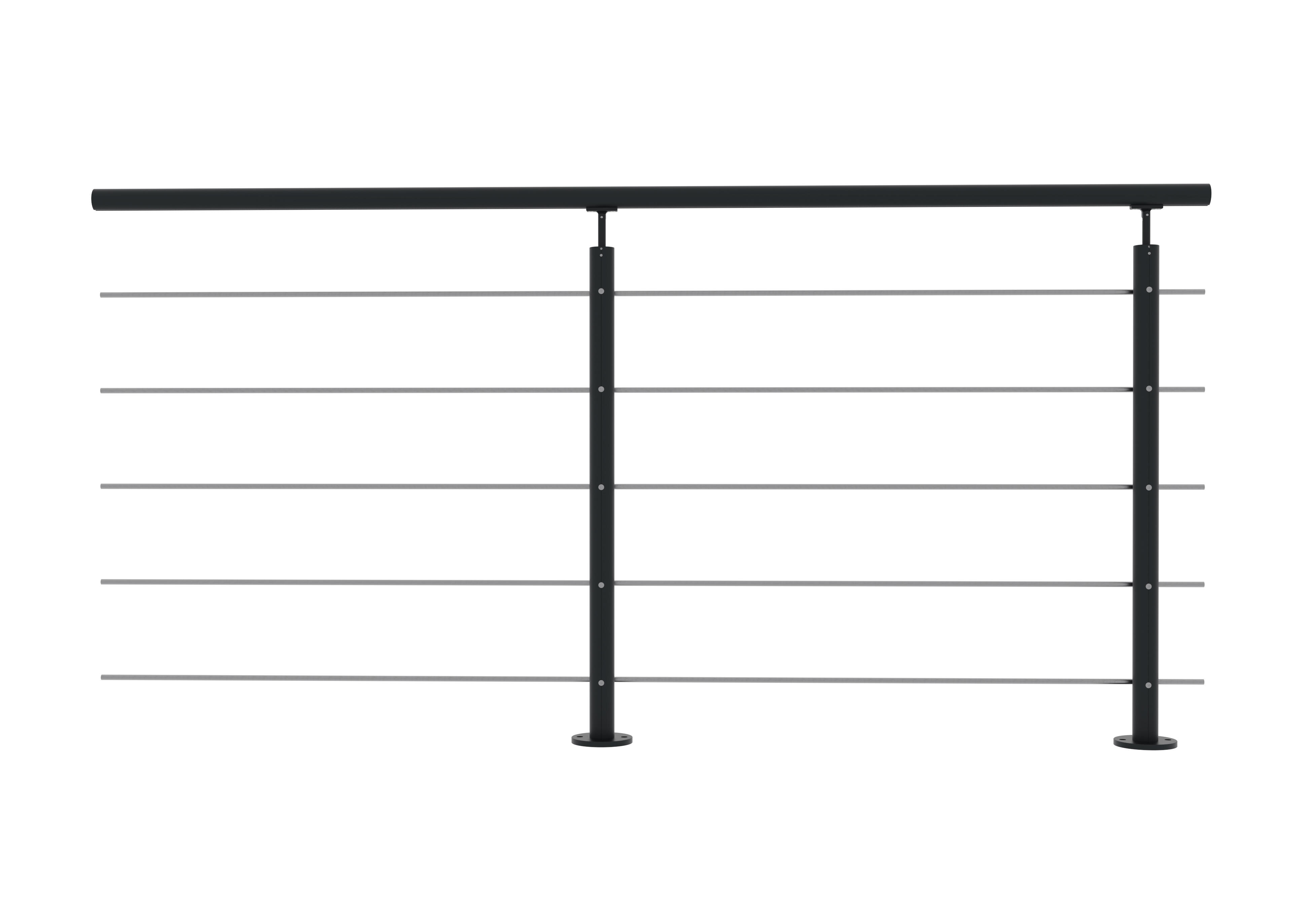 Garde corps intérieur et extérieur aluminium Long.2m gris anthracite fixation au sol, en kit - 2