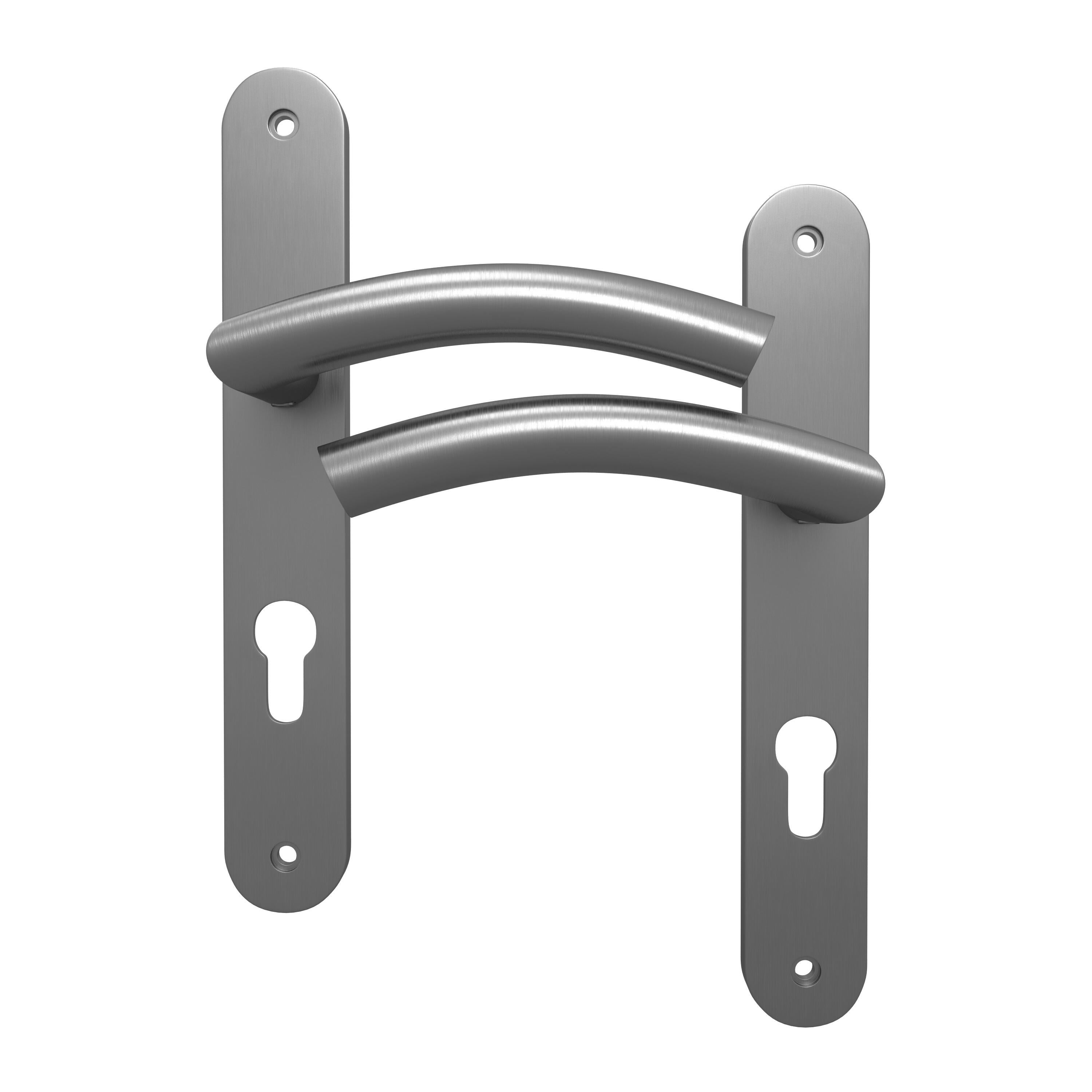 Poignée de porte sur plaque aspect nickel entraxe 195 mm Clé en I LARA x2 - 4