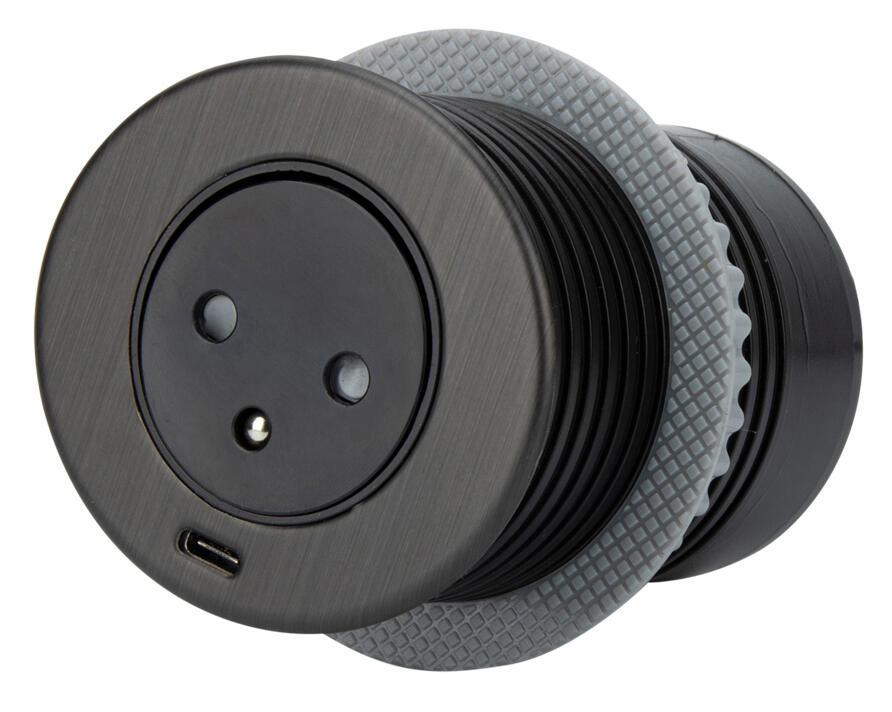 Multiprise escamotable 1 prise + USB Diam.60 mm Noir - Easy Eject VOLT - 6