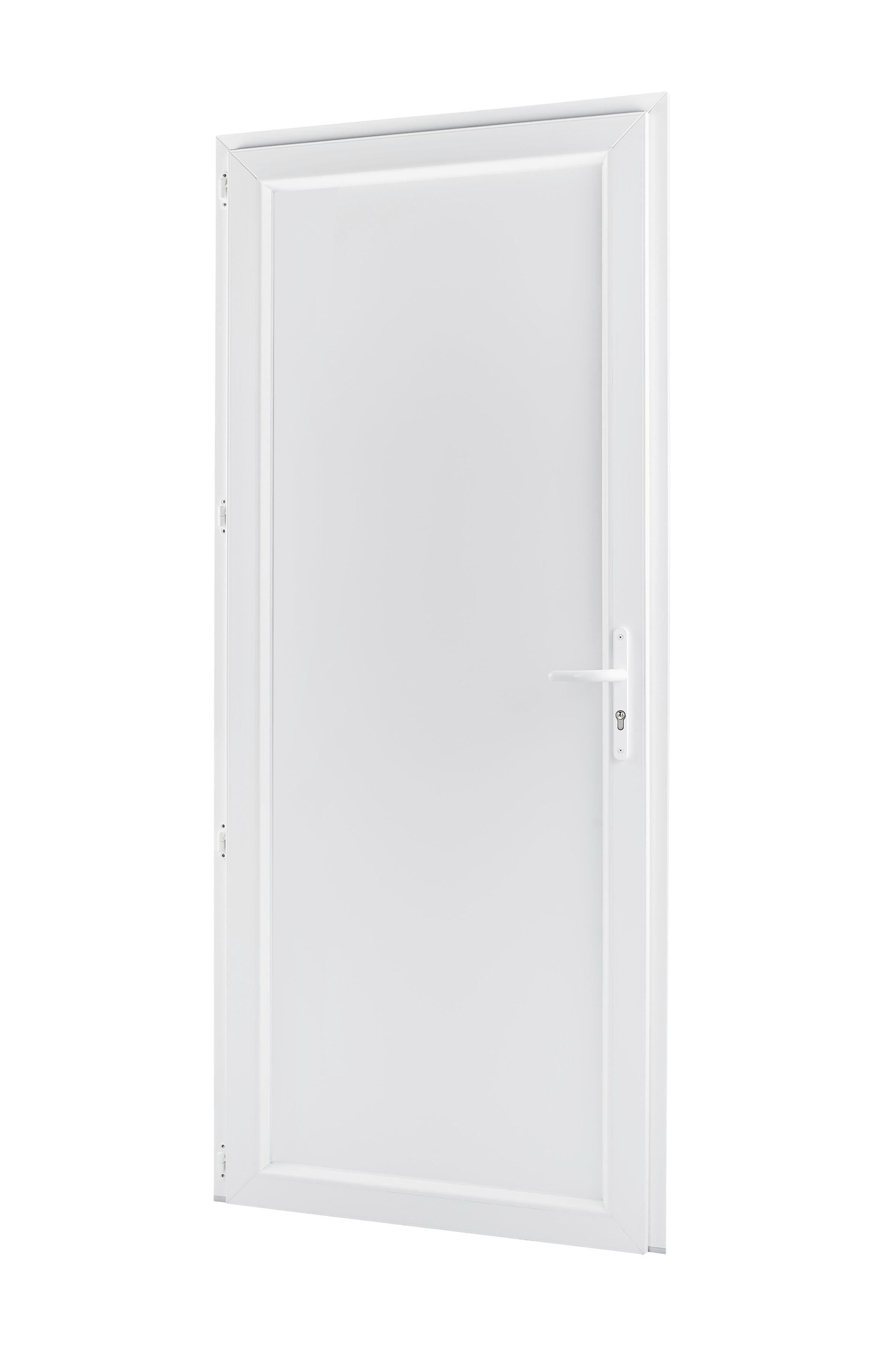 Porte de service PVC Pleine H.200 x l.90 cm poussant droit blanc - 9