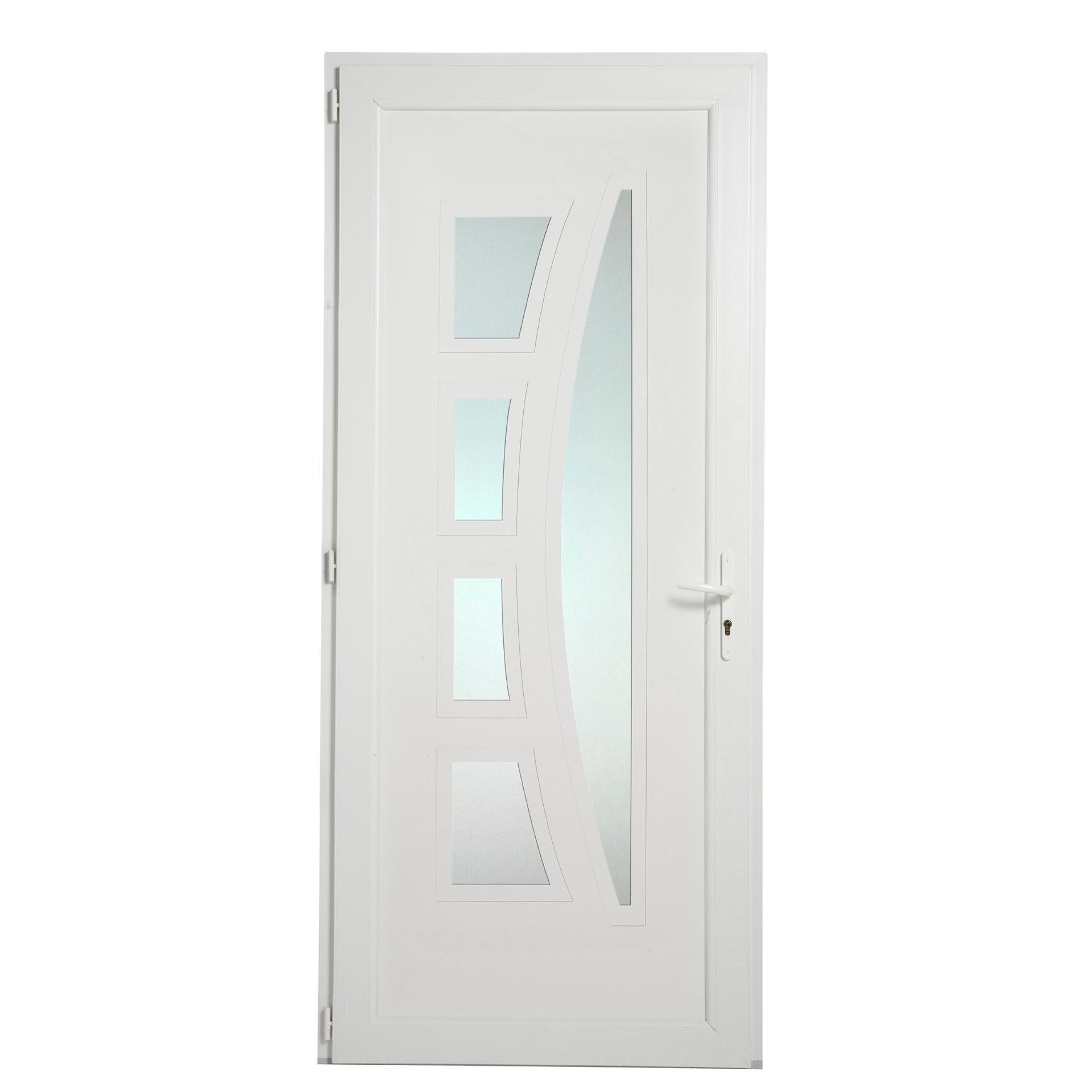 Porte d'entrée PVC Dublin H.215 x l.90 cm poussant droit blanc - 4