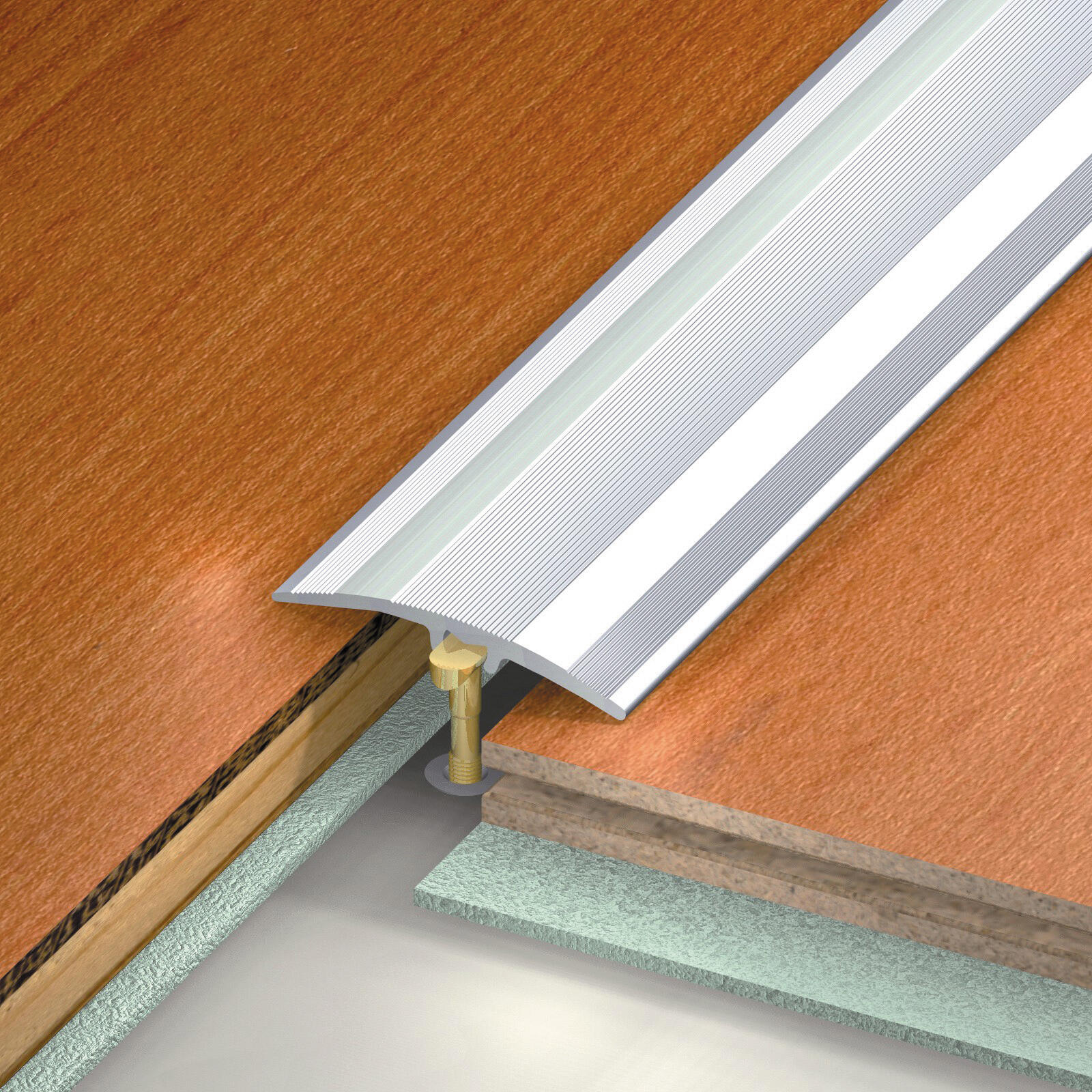 Barre de seuil aluminium strié à visser L.93 x l.4,10 cm  - 2