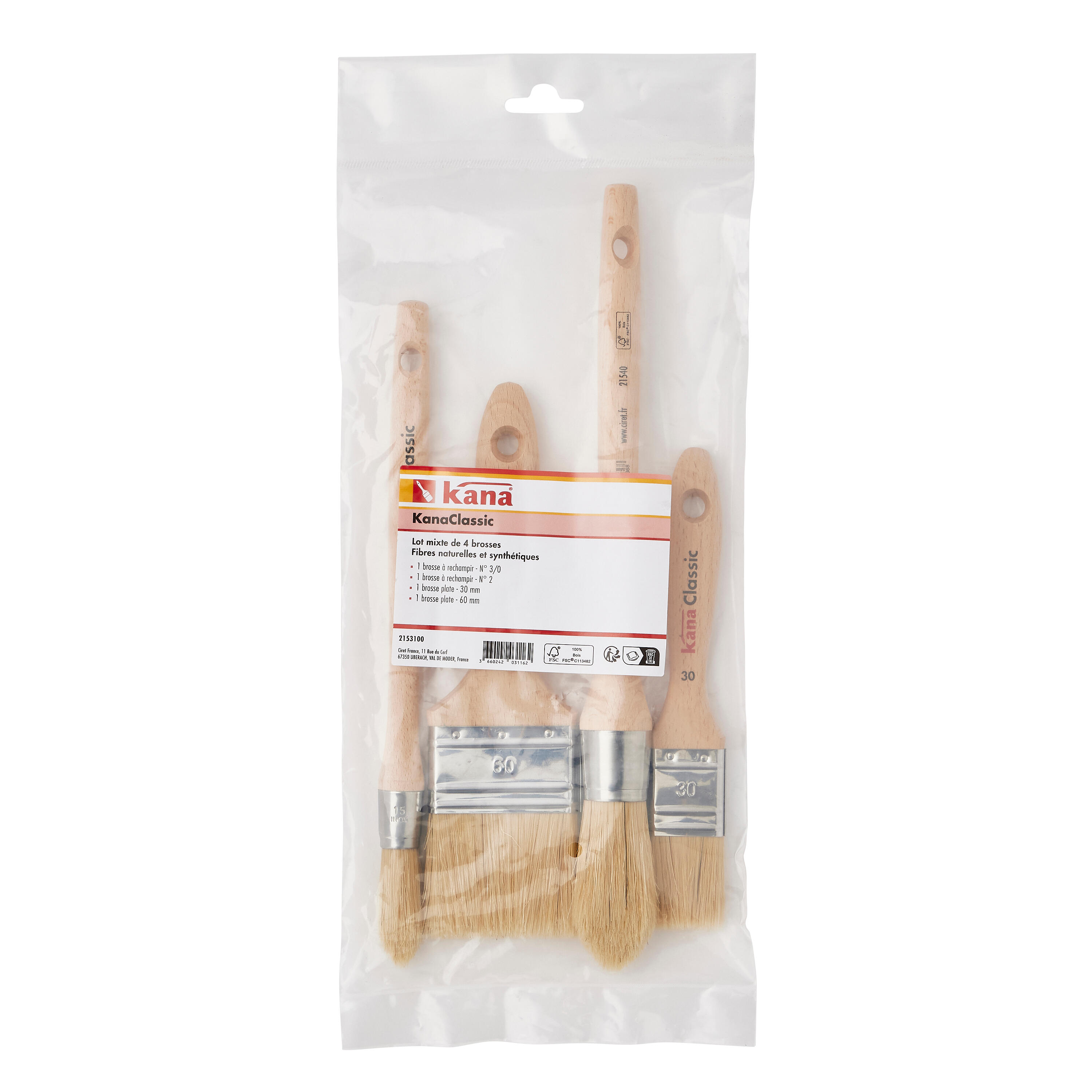 Pinceaux brosses plats et à rechampir toute peinture - KANA (lot de 4) - 2