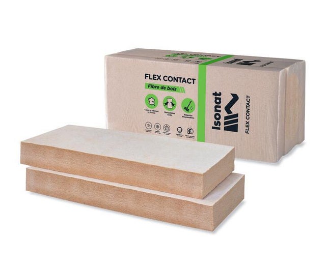 Lot de 3 PANNEAUX FIBRE BOIS EP.200 Long.122xlarg.60cm R=5.55 FLEX 55 ISONAT