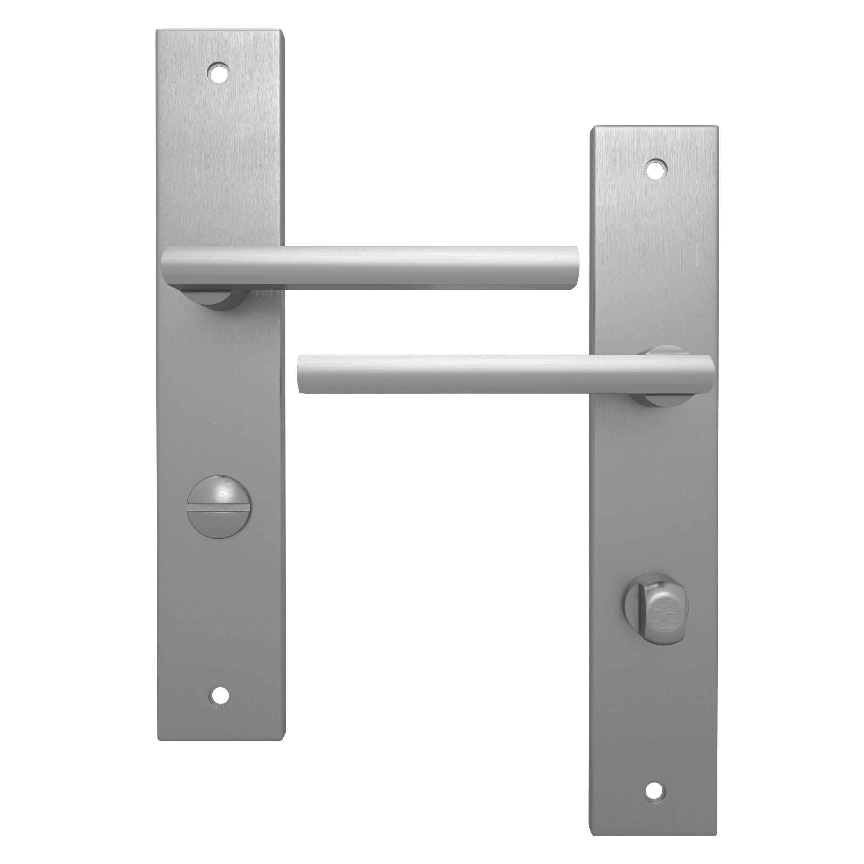 Poignée de porte sur plaque aspect nickel entraxe 195 mm à condamnation DAREN x2 - 2