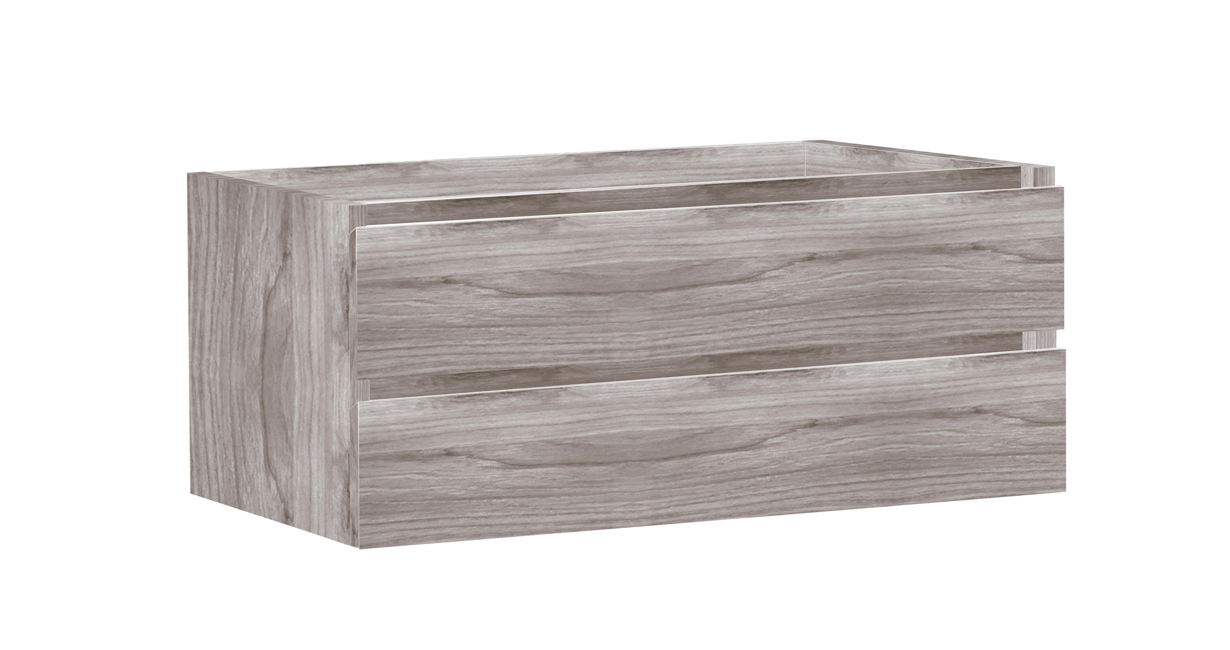 Meuble sous vasque suspendu 2 tiroirs décor chêne grisé l.120 x P.45 x H.50 cm - ATLANTIS - 2