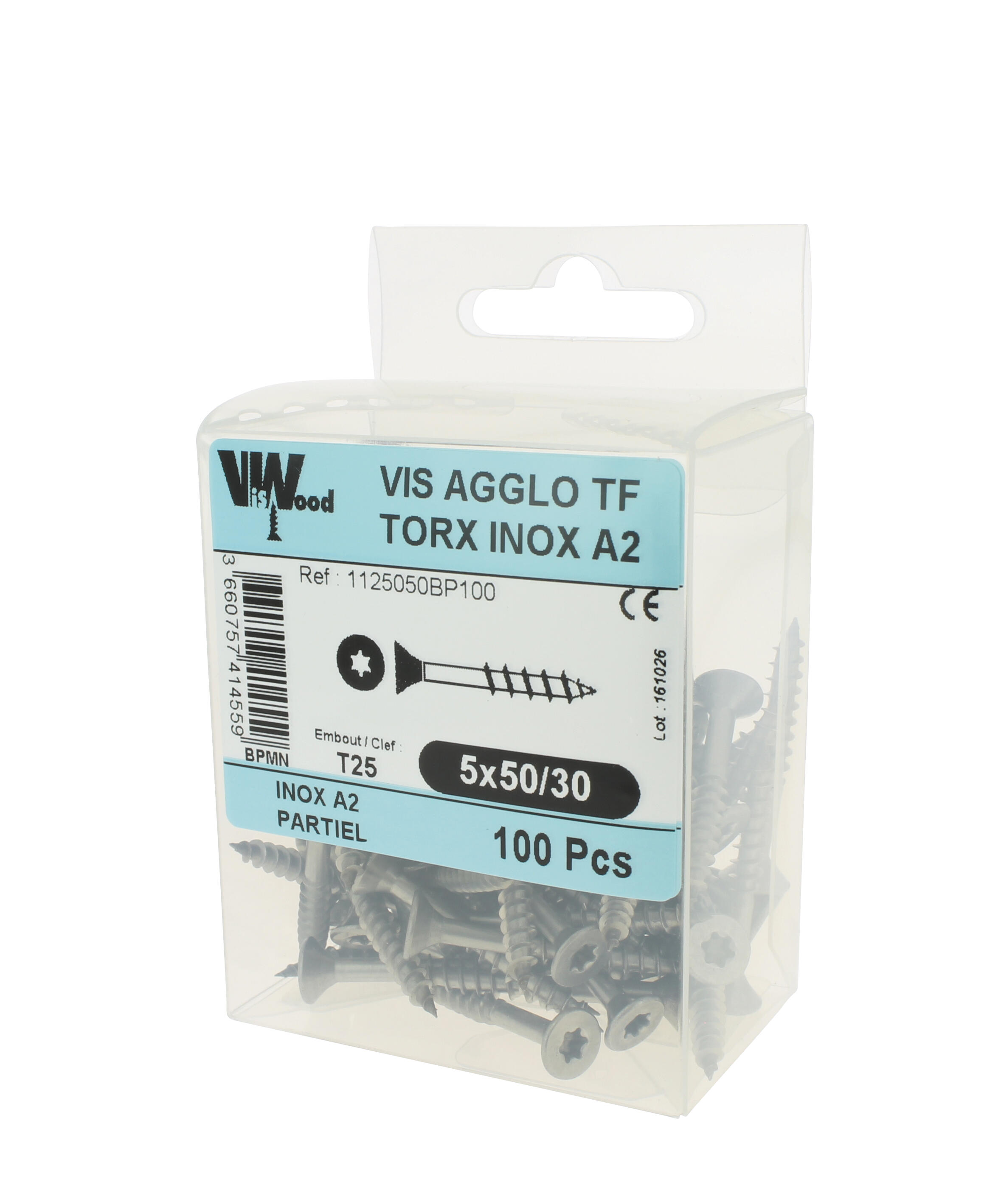 Vis bois inox A2 Diam. 5 x 50 mm Boîte de 100 - VISWOOD - 2
