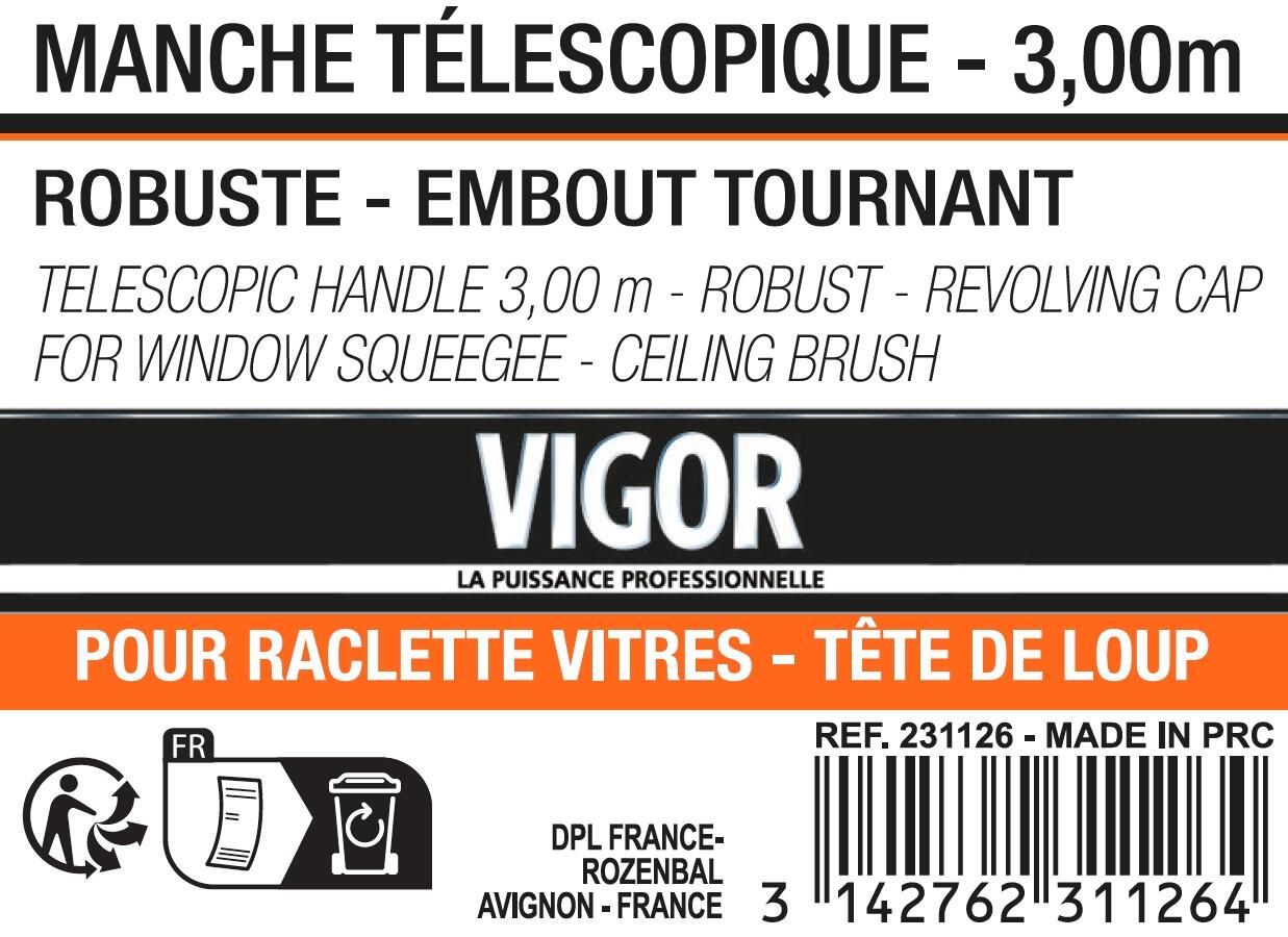 Manche télescopique en métal embout tournant 3 m - VIGOR - 2