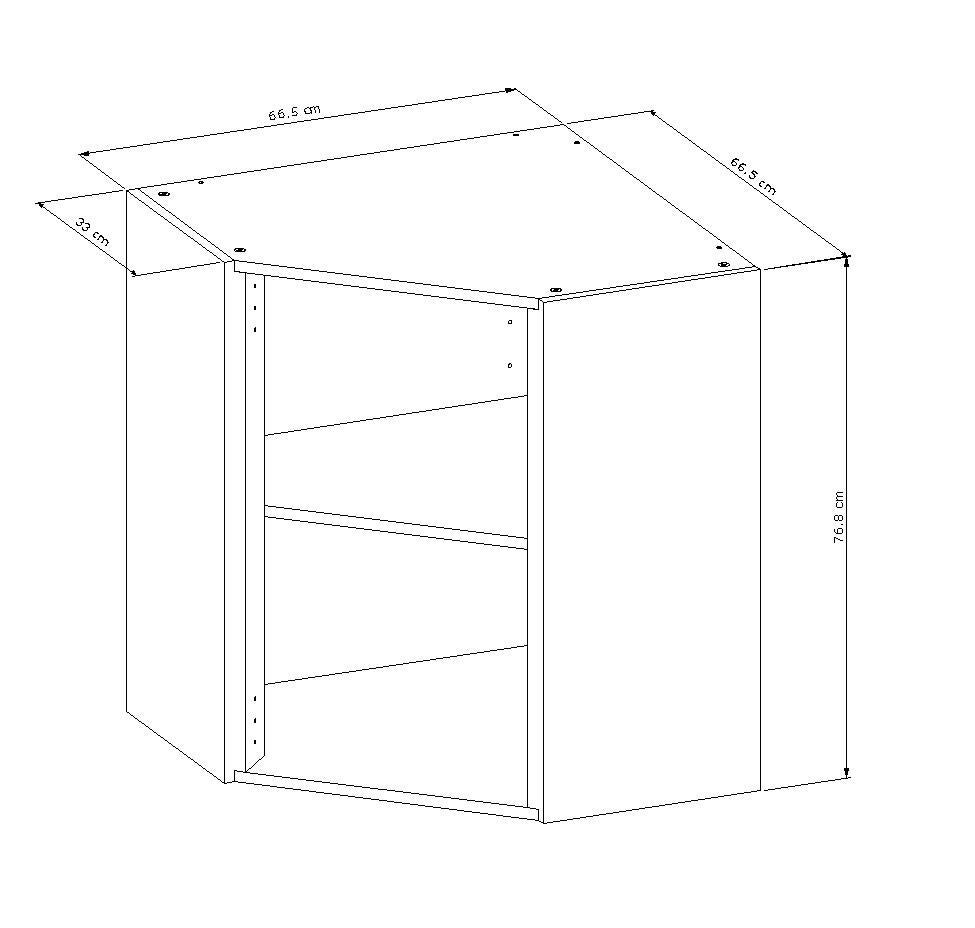 Caisson haut d'angle de cusine l.45 x H.76,80 x P.33 cm Blanc - 3