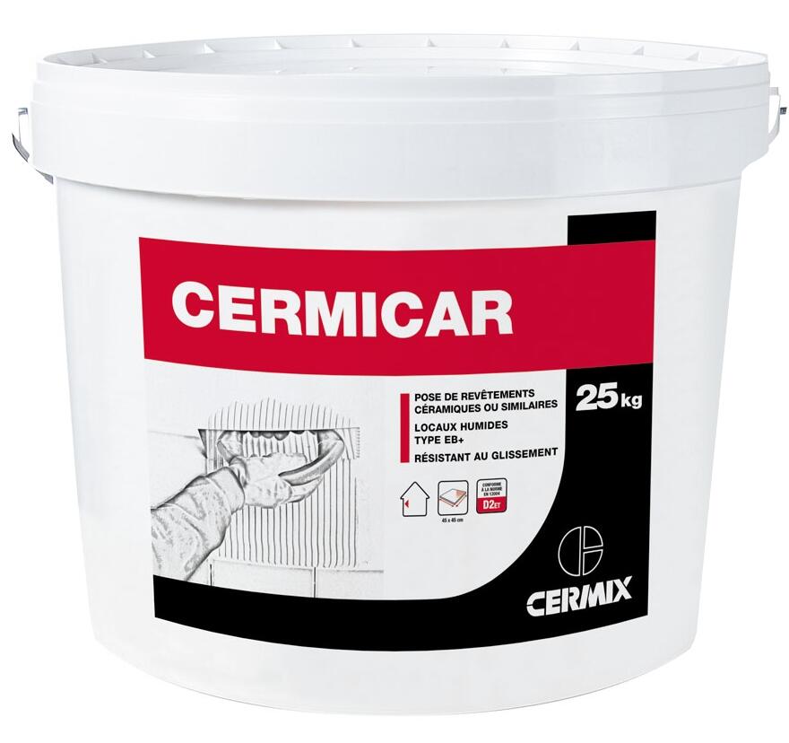 Colle carrelage en pâte blanc D2E pour mur intérieur 25 kg - Cermicar CERMIX - 2