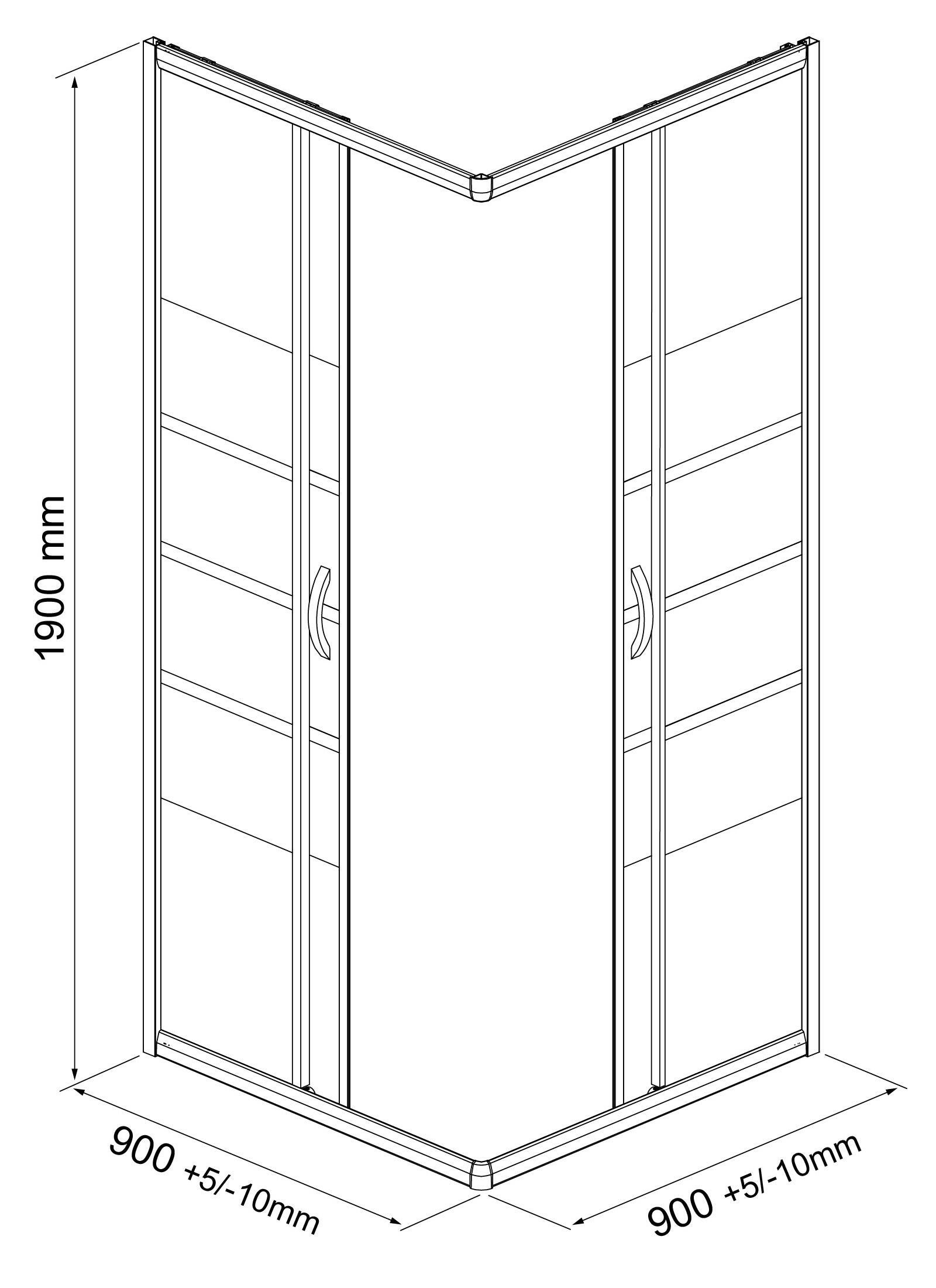 Paroi de douche d'angle coulissante chromée l.90 x L.90 x H.190 cm verre trempé sérigraphié Ep.5 mm - Shiva - 3