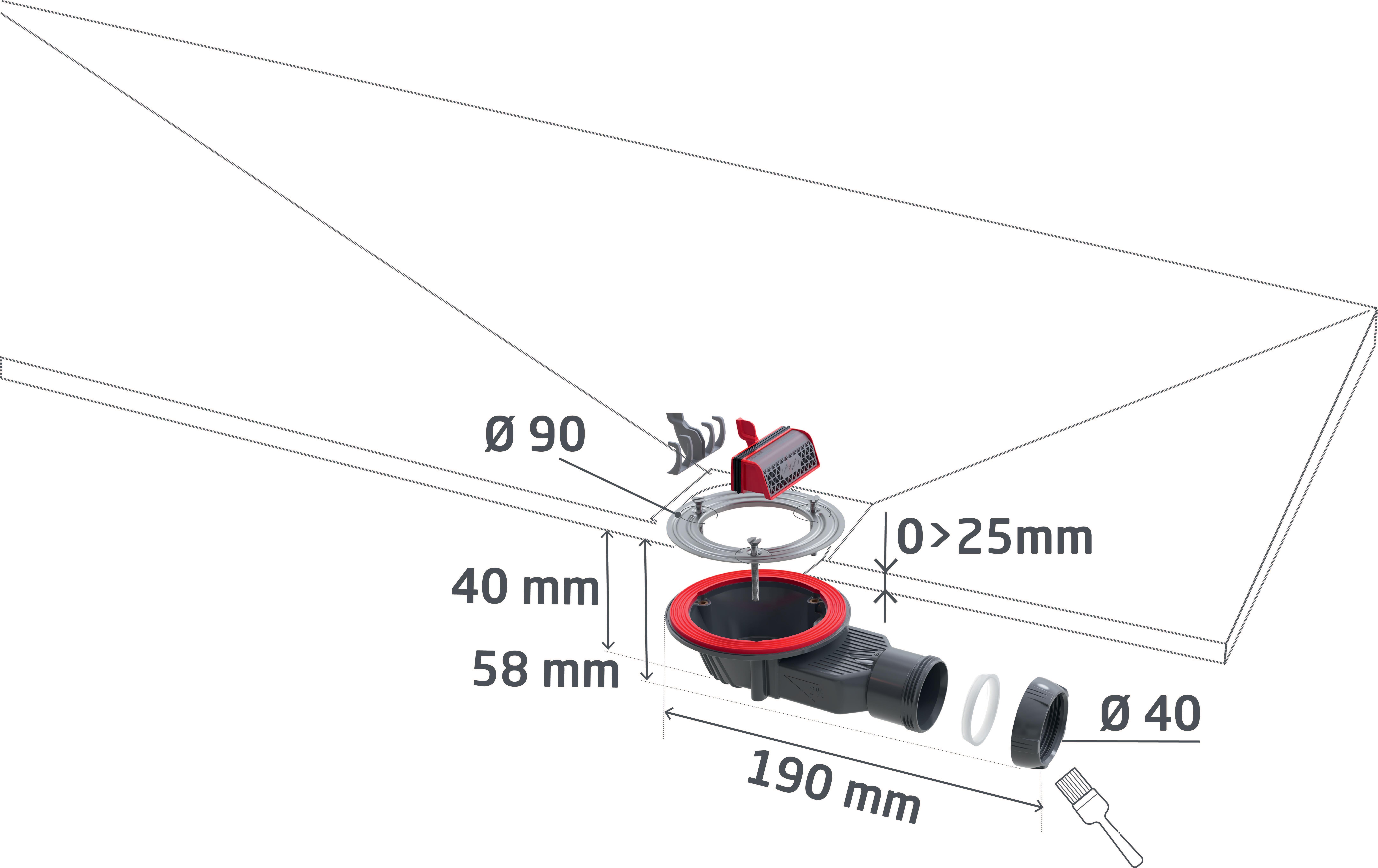 Bonde de douche slim pour receveur Ø90 mm sortie horizontale sans capot- Wirquin Pro - 3
