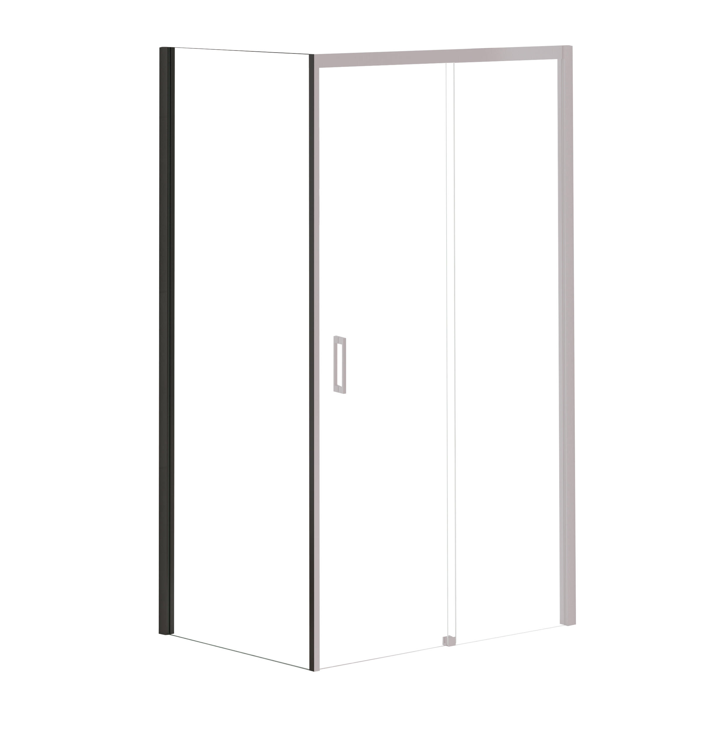 Paroi de douche fixe à l'italienne noire L.90 x H.200 cm verre trempé transparent Ep.6 mm - Athènes - 2
