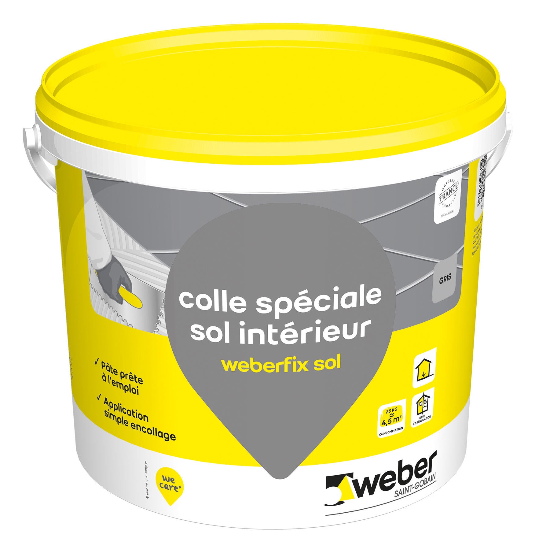Colle carrelage en pâte gris D2 pour sol intérieur 8 kg - Weberfix sol WEBER - 2