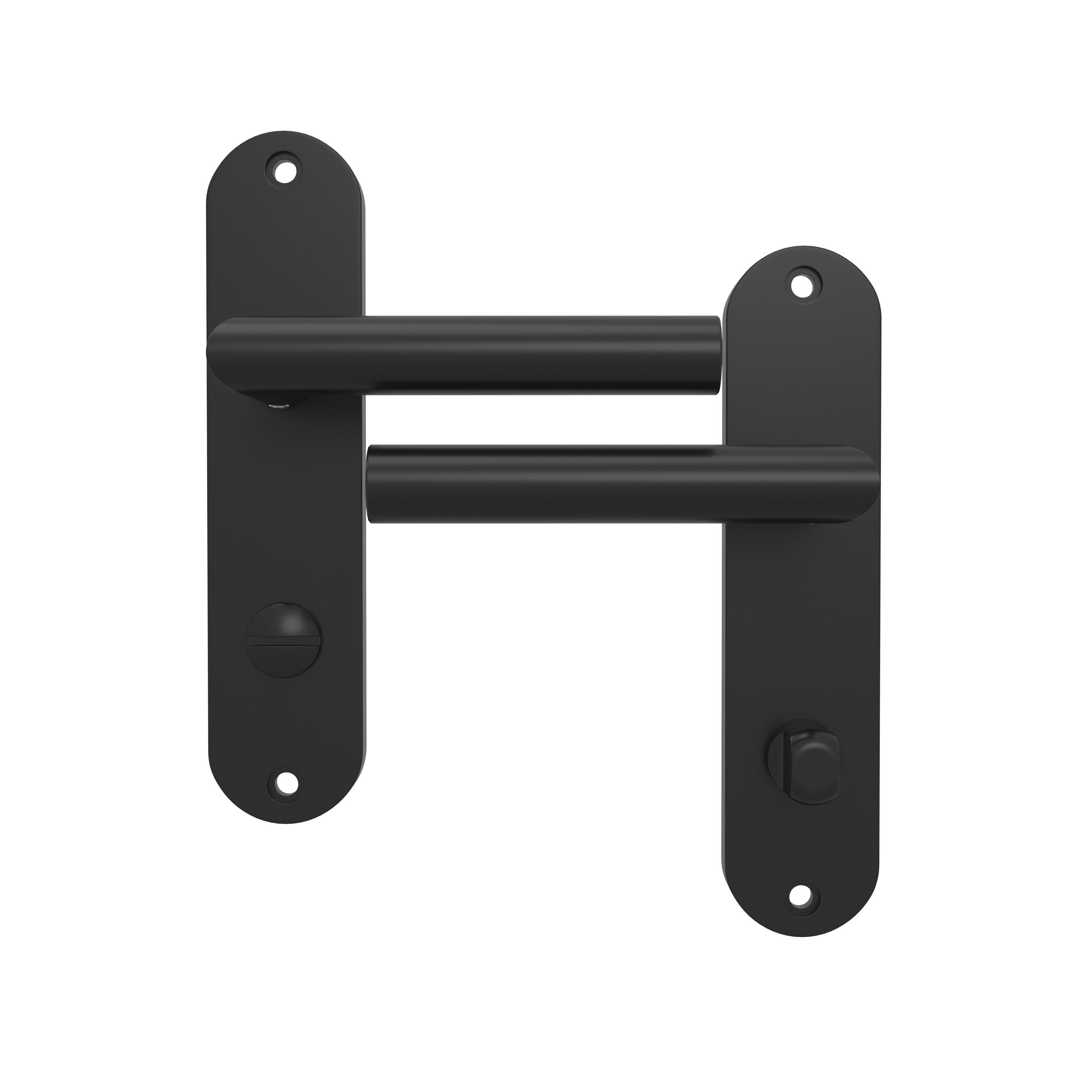 Poignée de porte sur plaque noire entraxe 165 mm à condamnation THEA x2 - 2