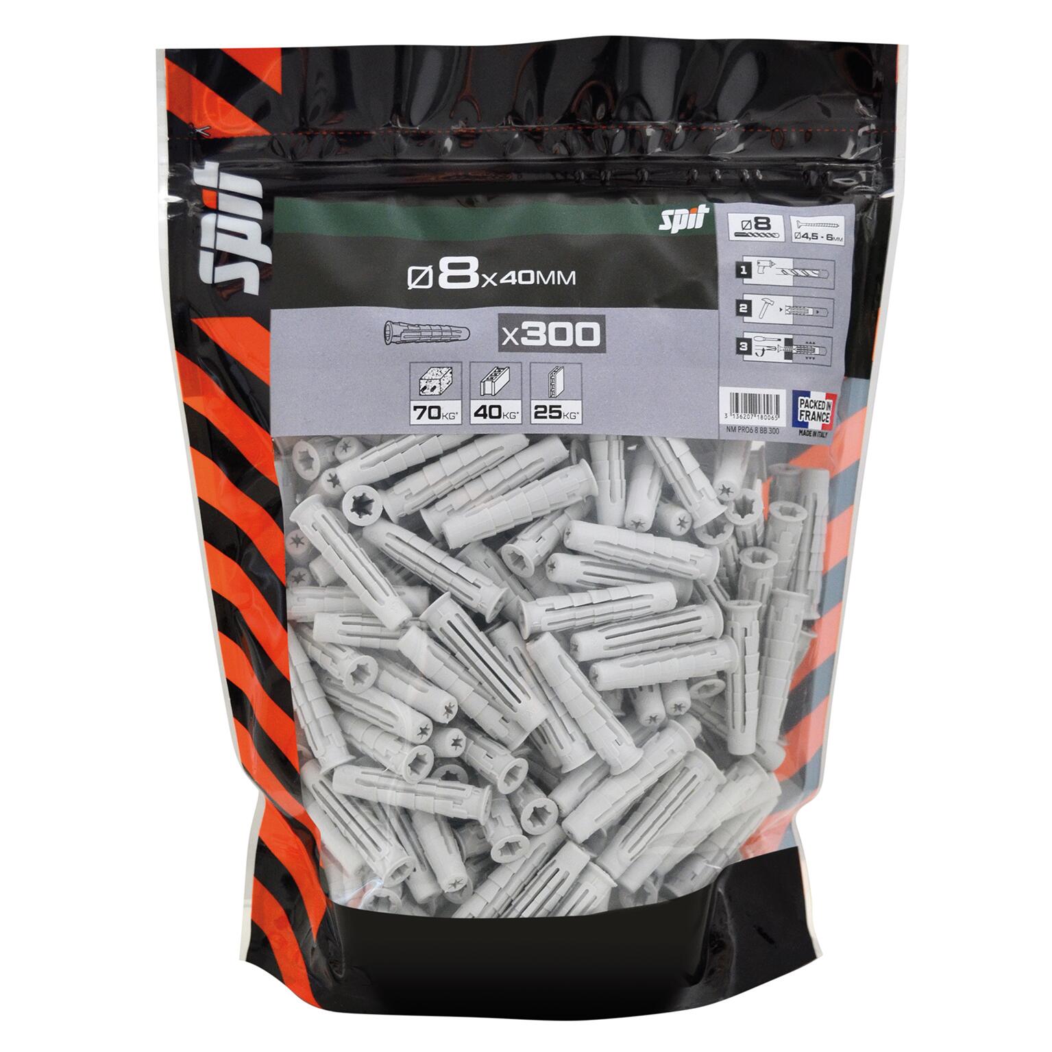 Cheville nylon multi-matériaux Diam.8 mm x 40 mm - SPIT Pro6 (lot de 300) - 2