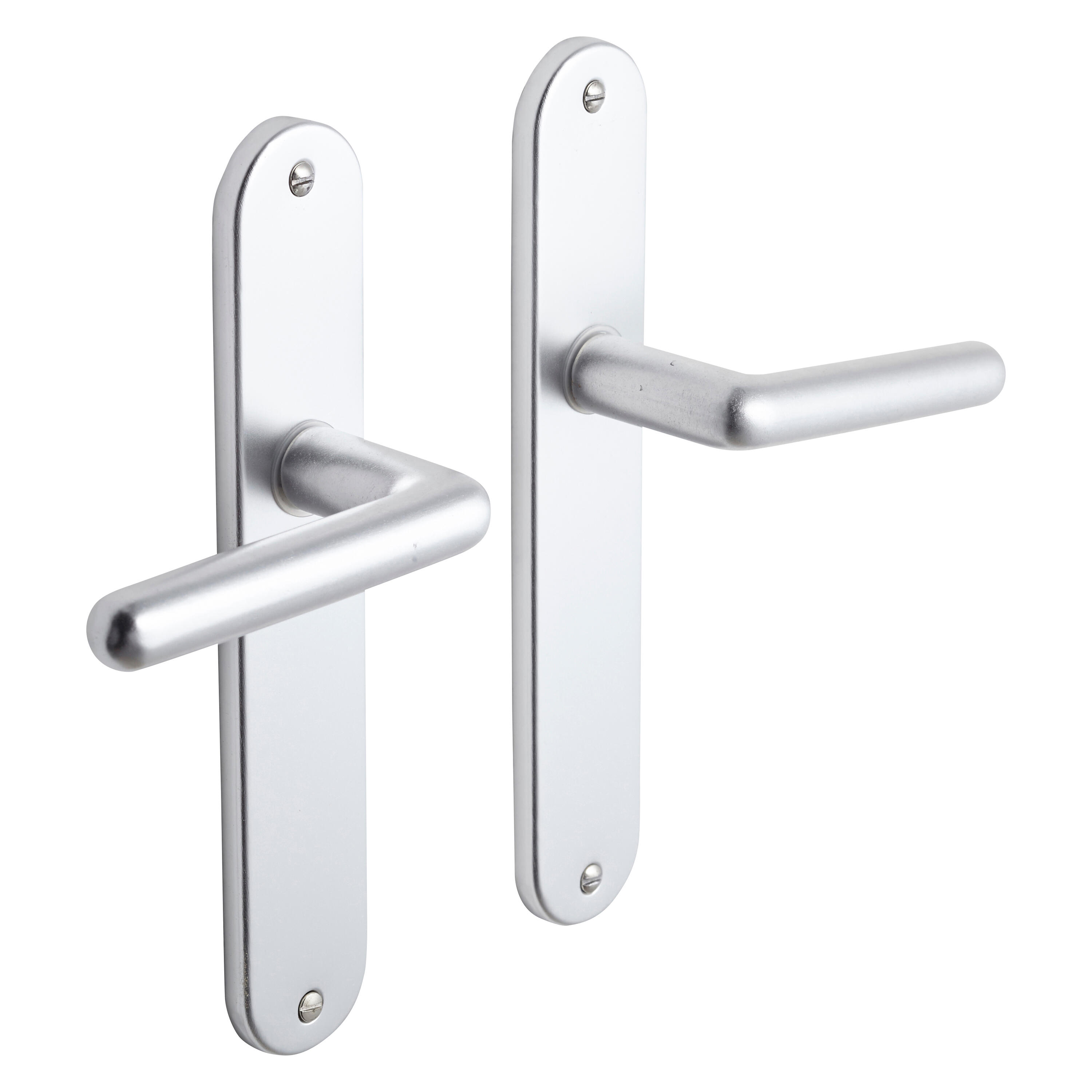 Poignée de porte sur plaque aspect nickel entraxe 195 mm bec de cane HELMA x2 - 4