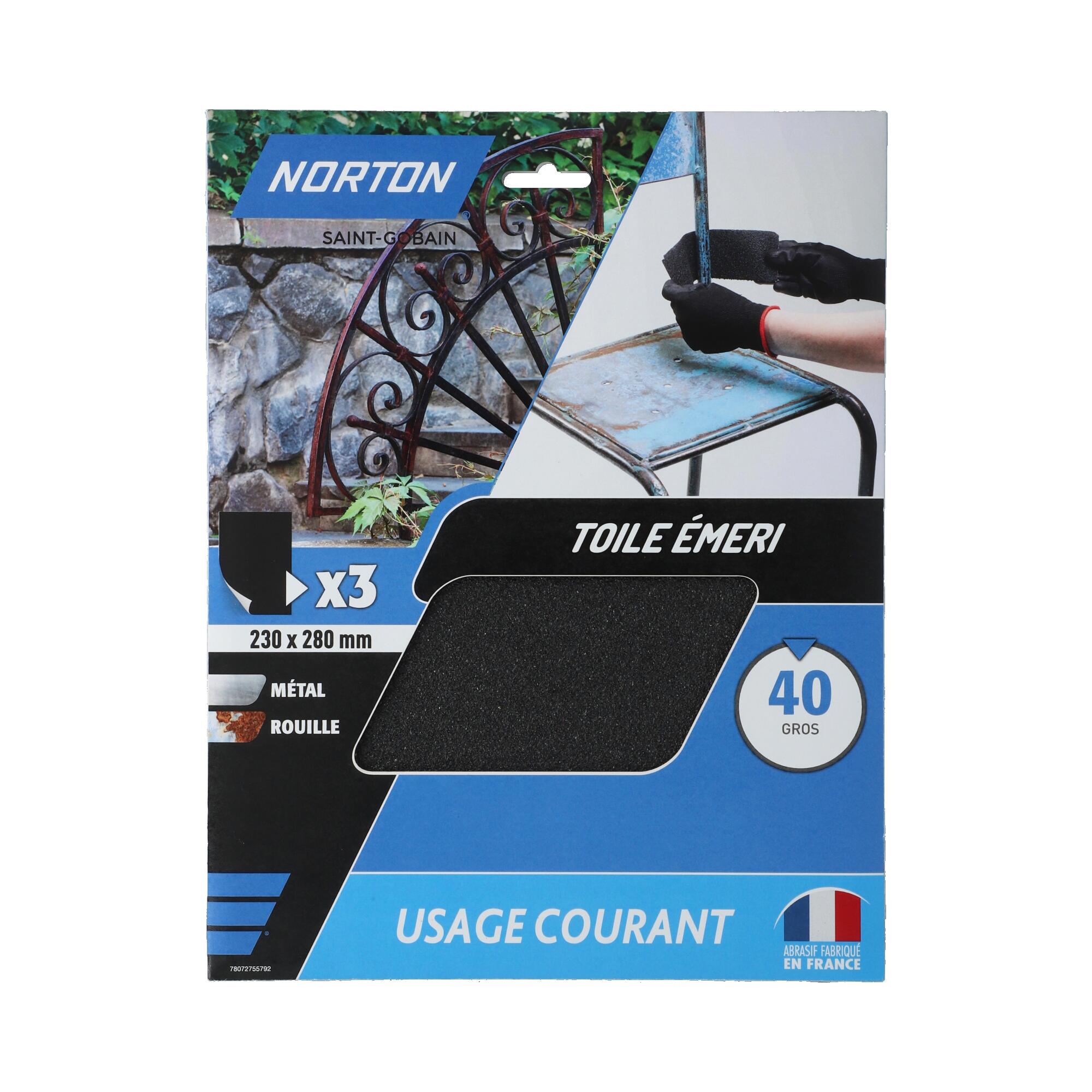 Papier abrasif toile émeri grain 40 lot de 3  - NORTON - 2