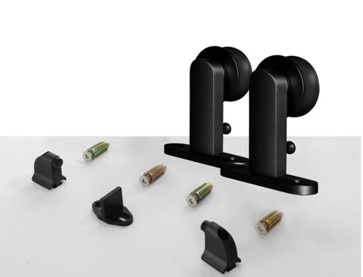 Rail pour porte coulissante Larg.93 cm maximum en applique aluminium noir - 2