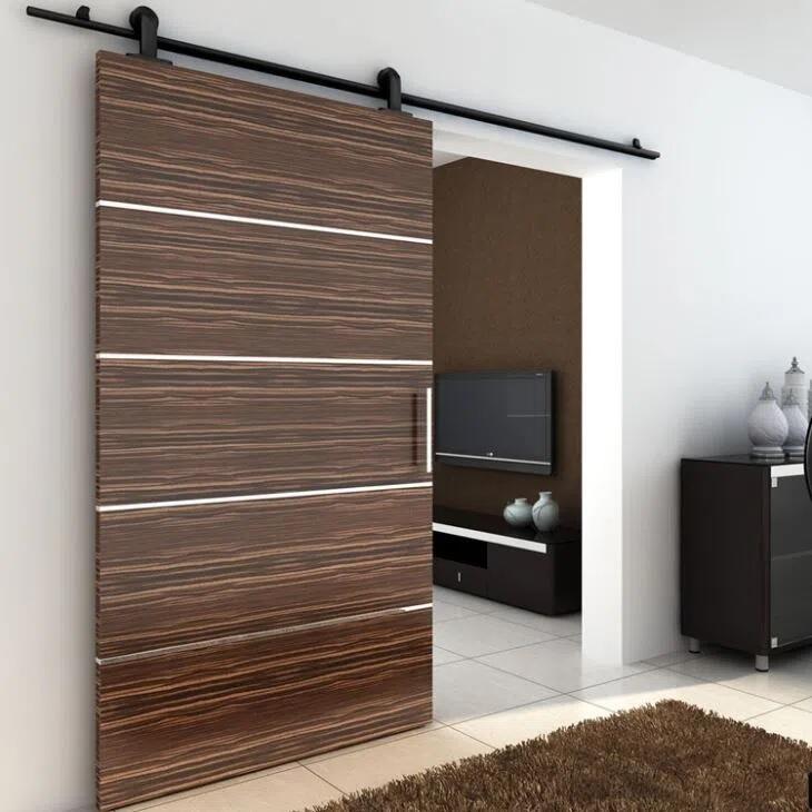 Rail pour porte coulissante Larg.93 cm maximum en applique aluminium noir - 3