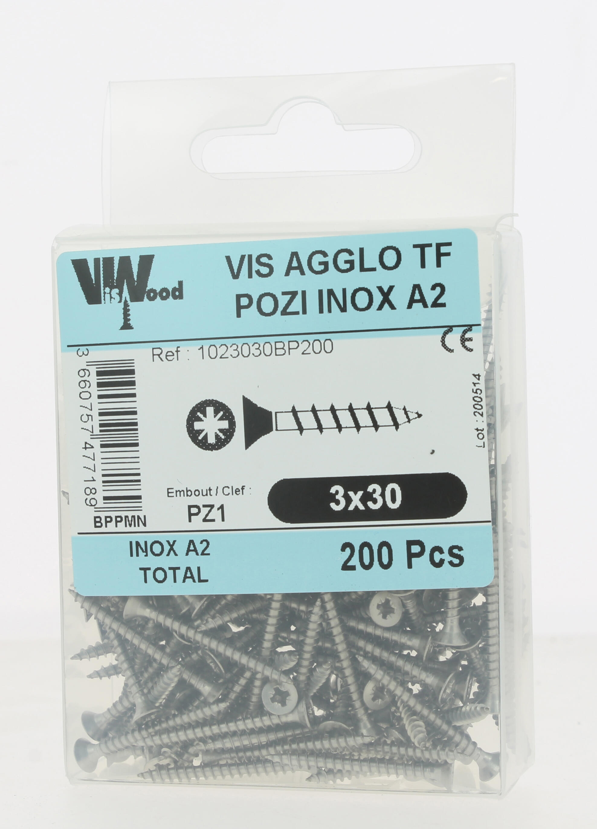 Vis bois inox A2 Diam. 3 x 30 mm Boîte de 200 - VISWOOD - 3