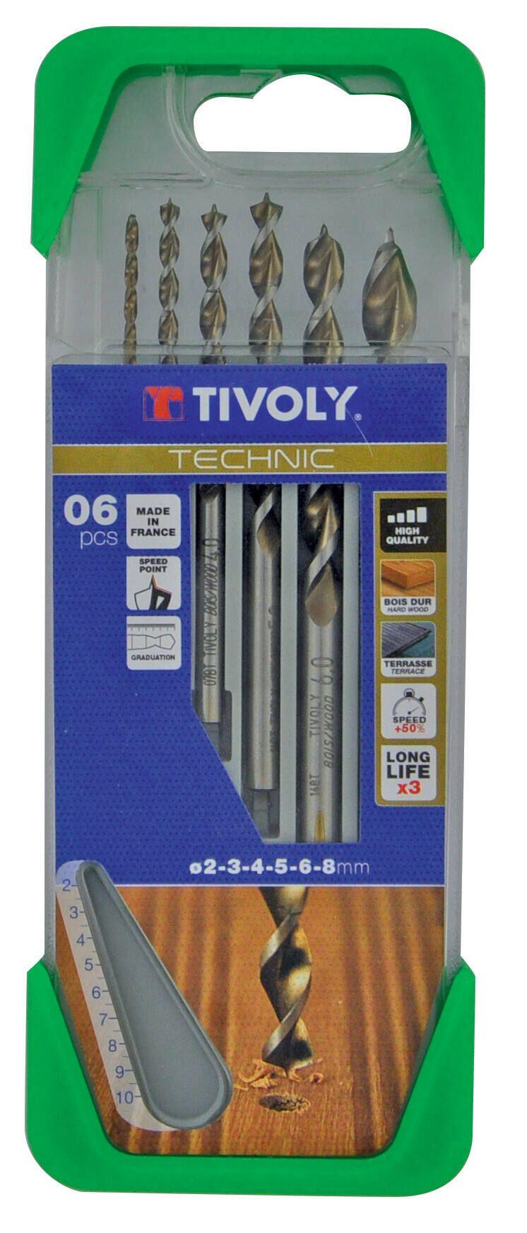 Coffret de 6 mèches à bois Diam.2 à 8 mm - TIVOLY  - 2
