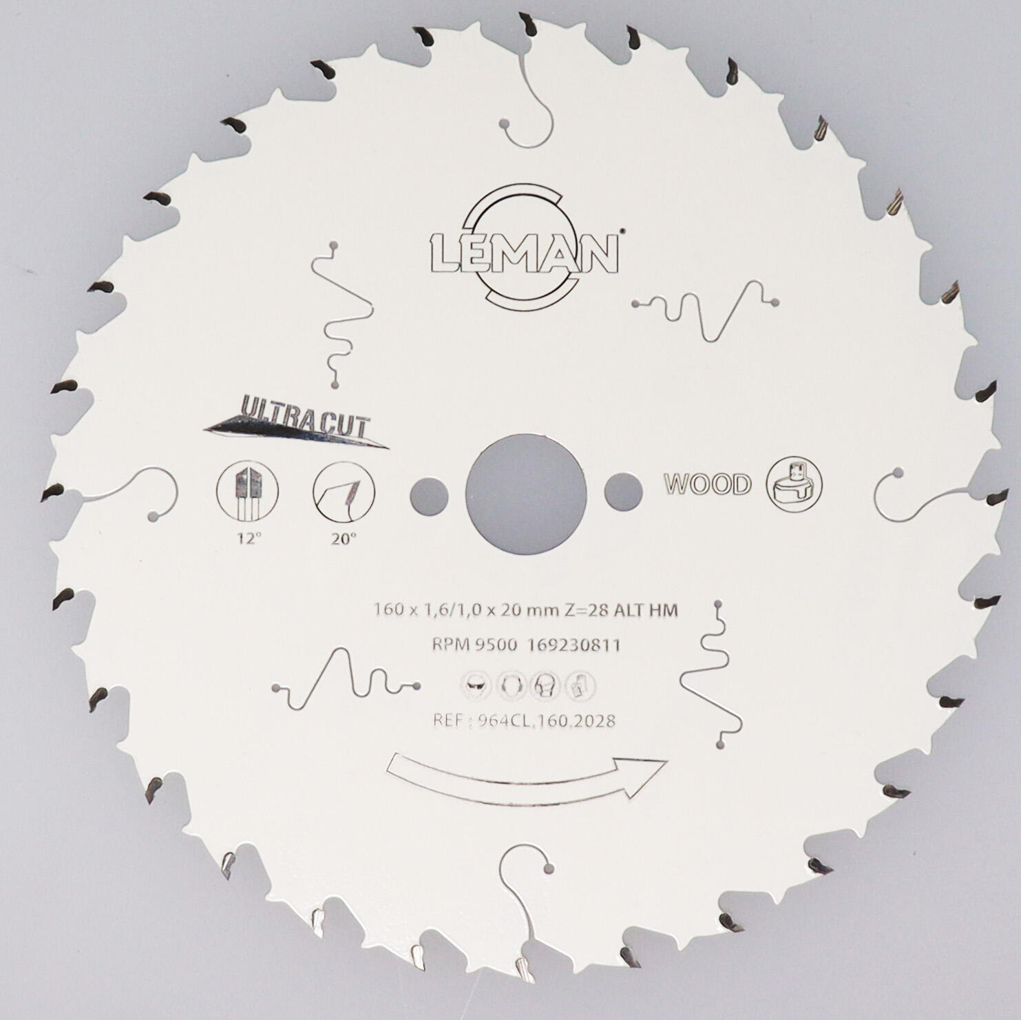 Lame de scie circulaire bois Diam.160 mm 28 dents - LEMAN - 964CL.160.2028 - 2