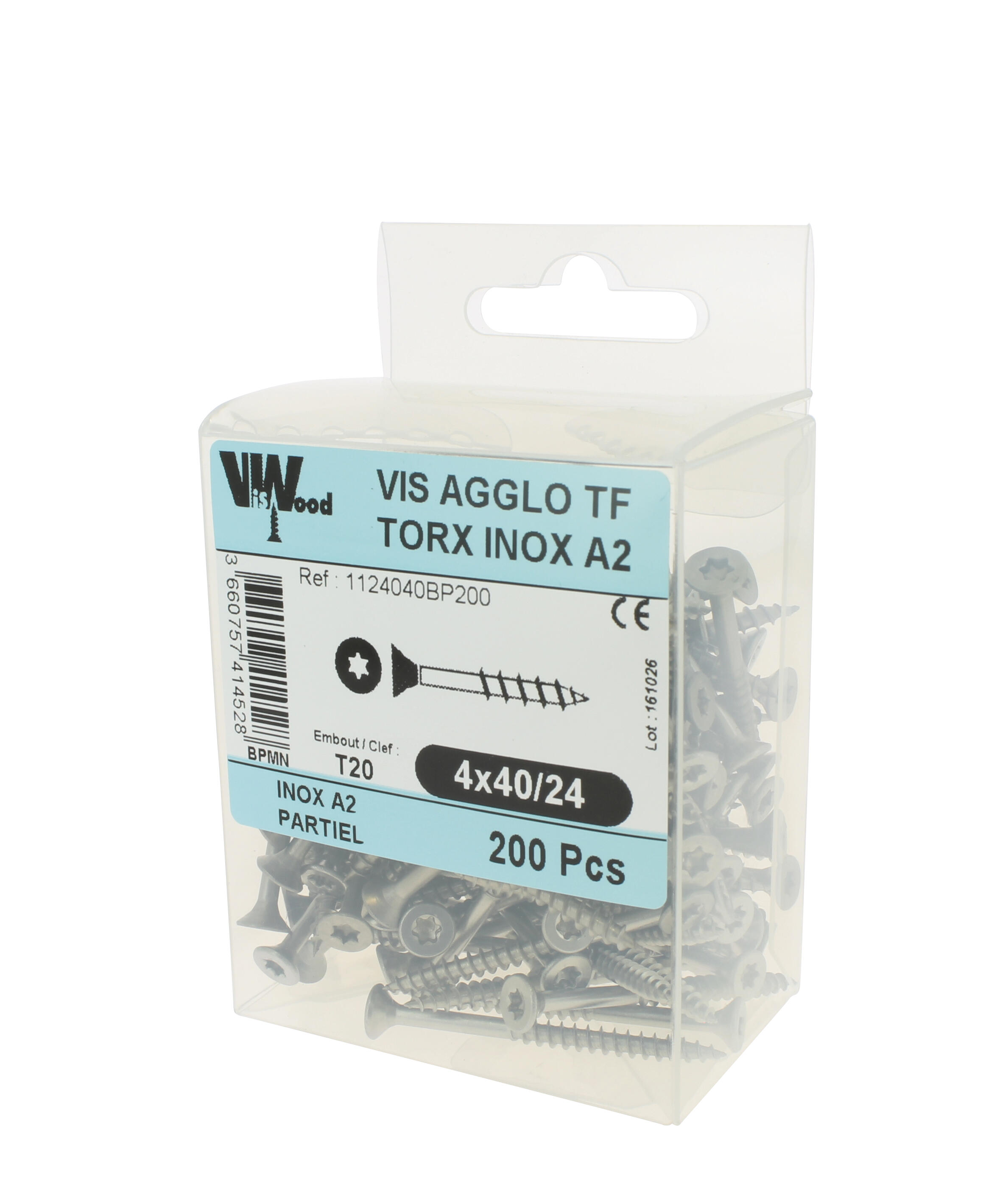Vis bois inox A2 Diam. 4 x 40 mm Boîte de 200 - VISWOOD - 2