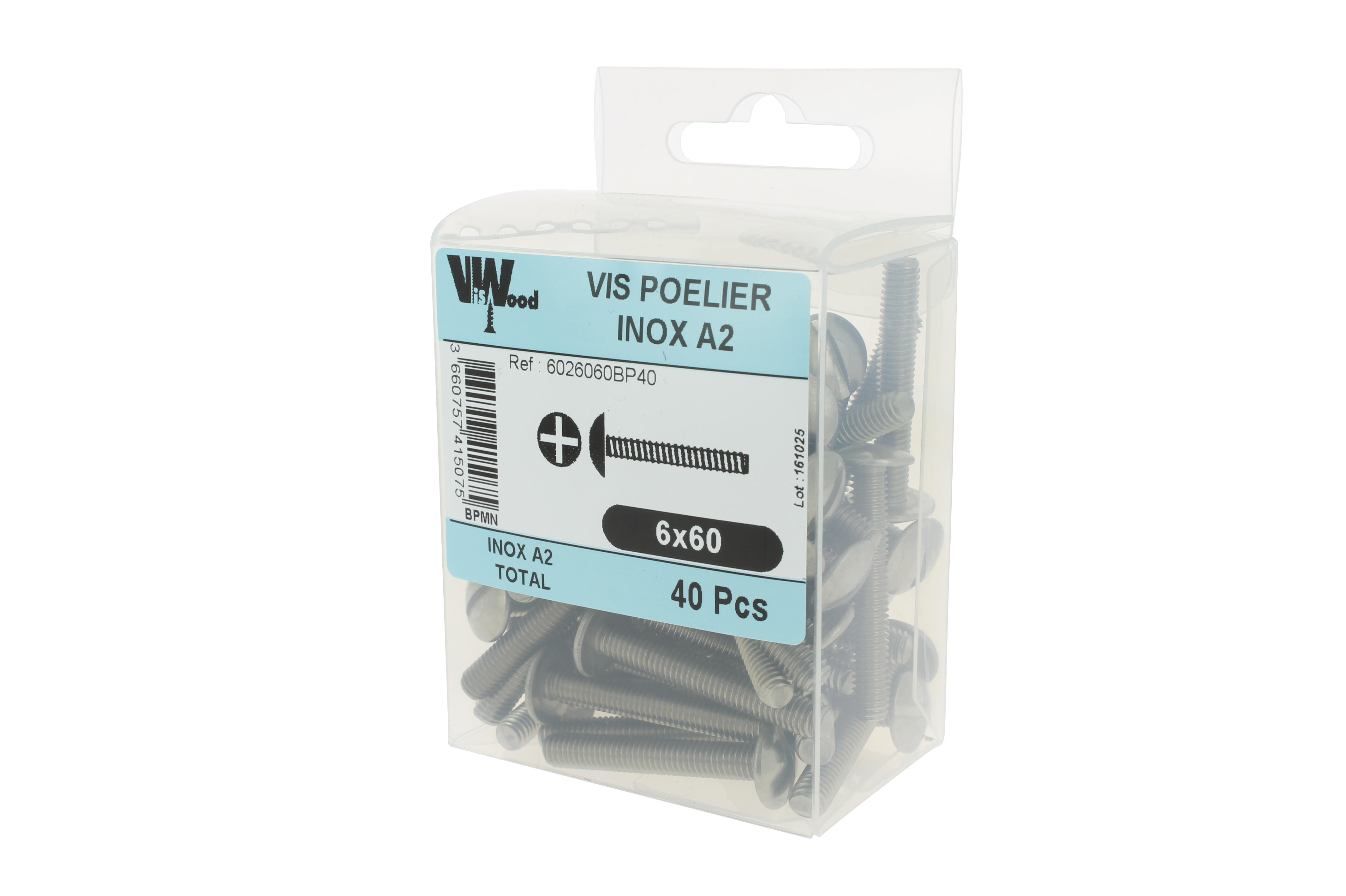 Vis poêlier inox A2 Diam. 6 x 60 mm Boîte de 40 - VISWOOD - 3