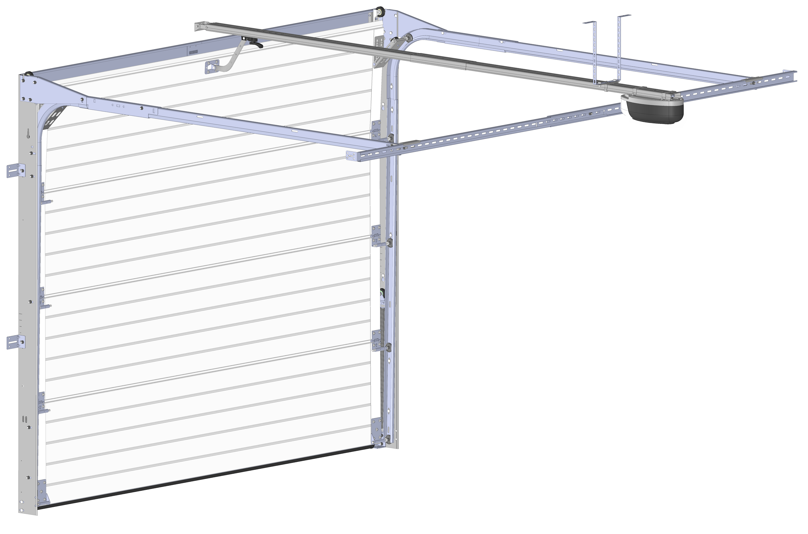 Porte de garage sectionnelle en kit Motorisée rainures horizontales H.200 x l.240 Blanc - 4