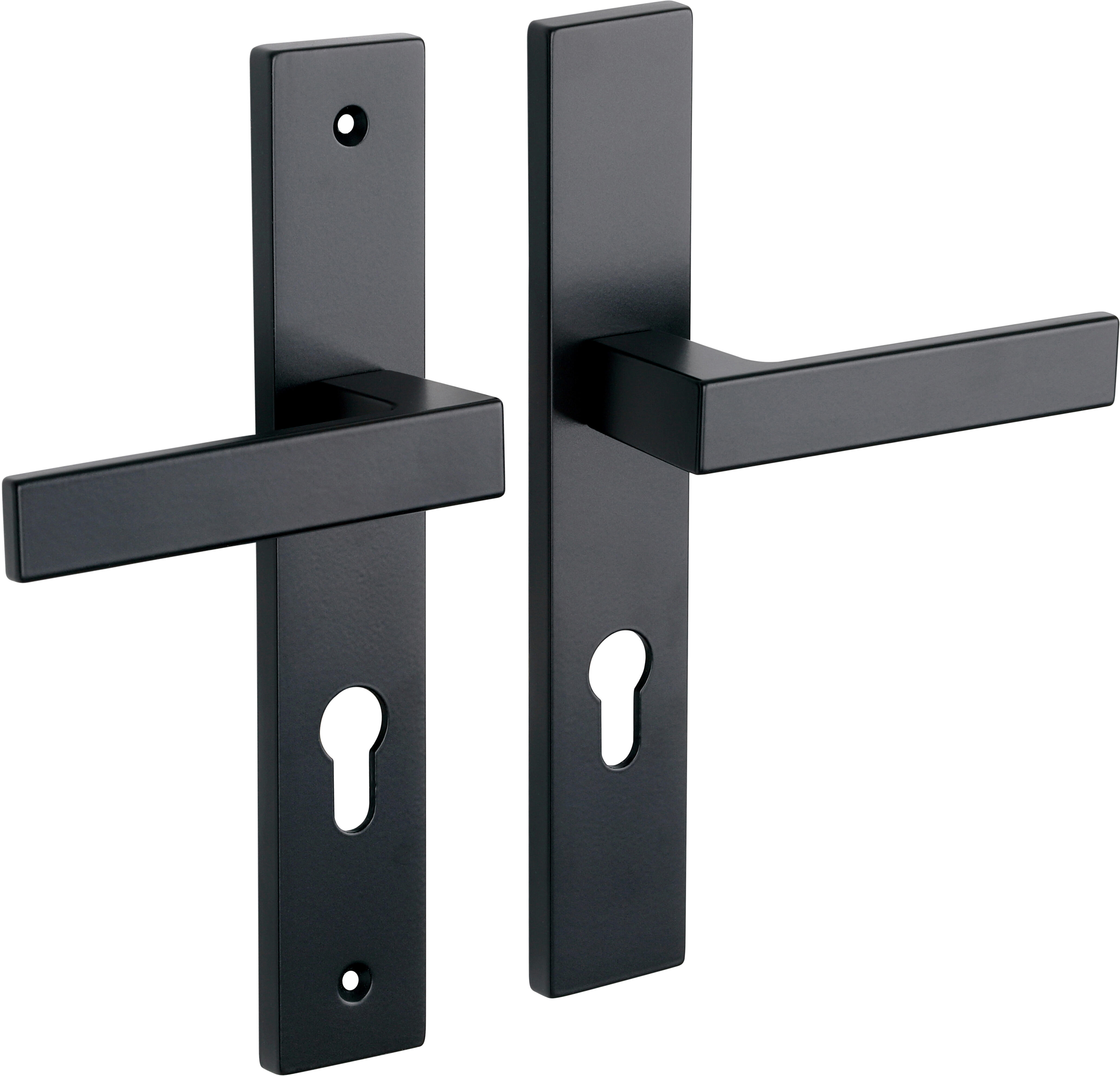 Poignée de porte sur plaque noire mat entraxe 195 mm Clé en I LOFT x2 - 2