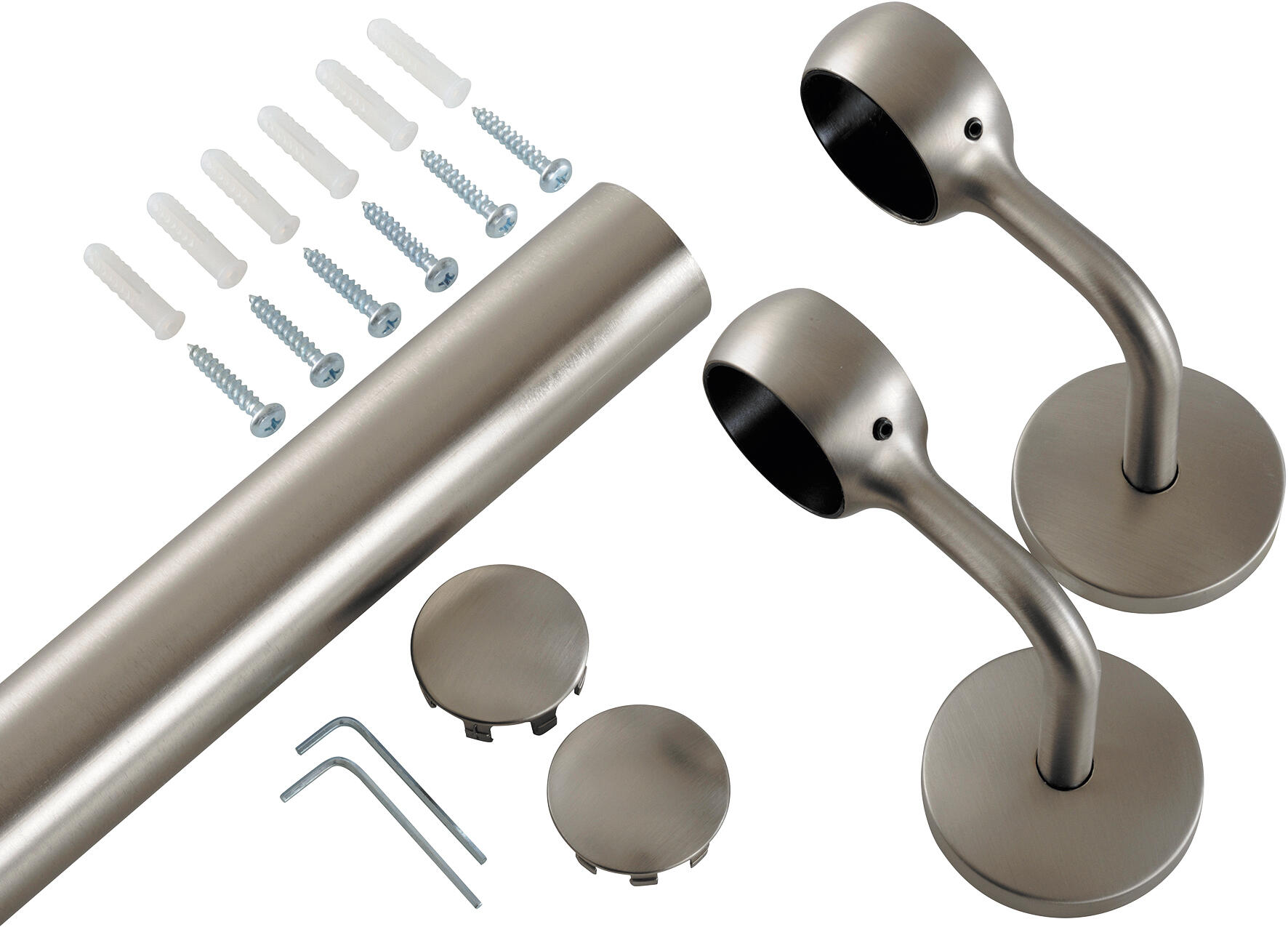 Main courante intérieur aluminium 2m gris, en kit - 2