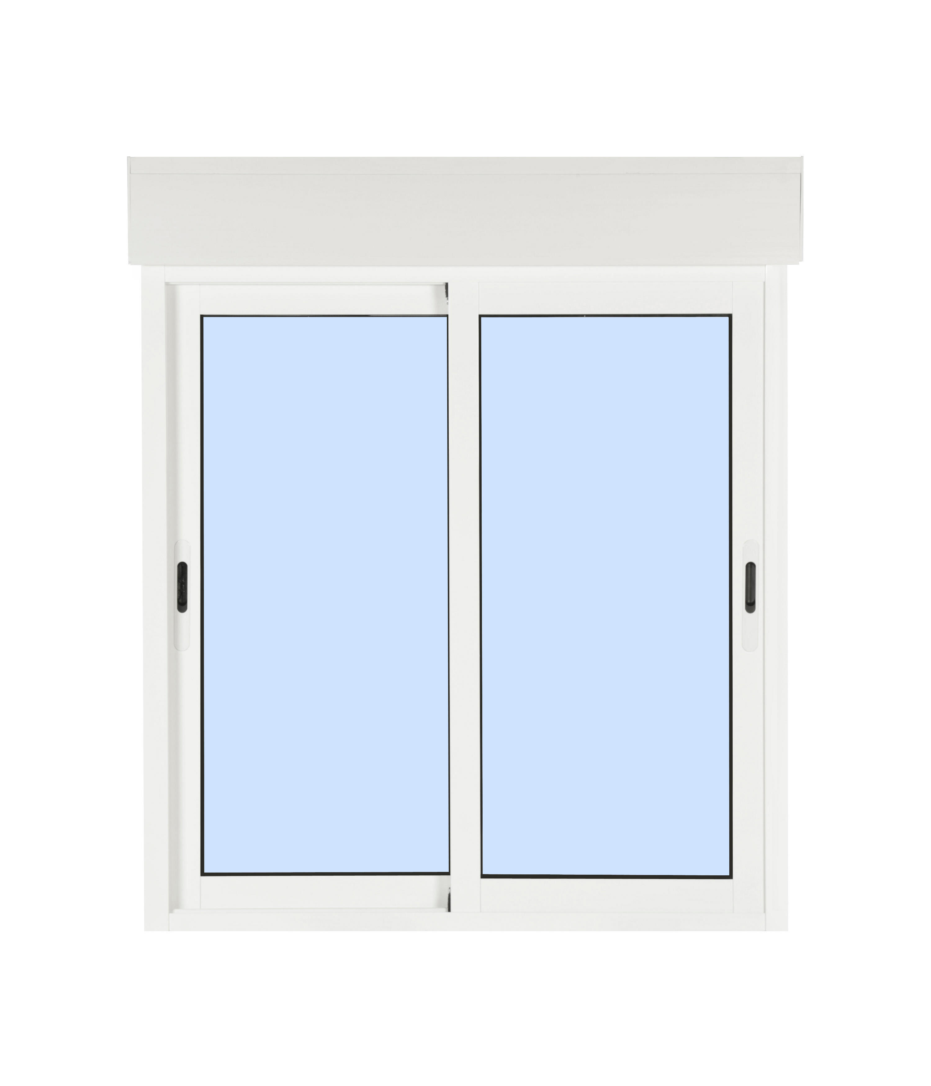 Fenêtre aluminium H.125 x l.120 cm coulissant 2 vantaux avec volet roulant intégré blanc - 9