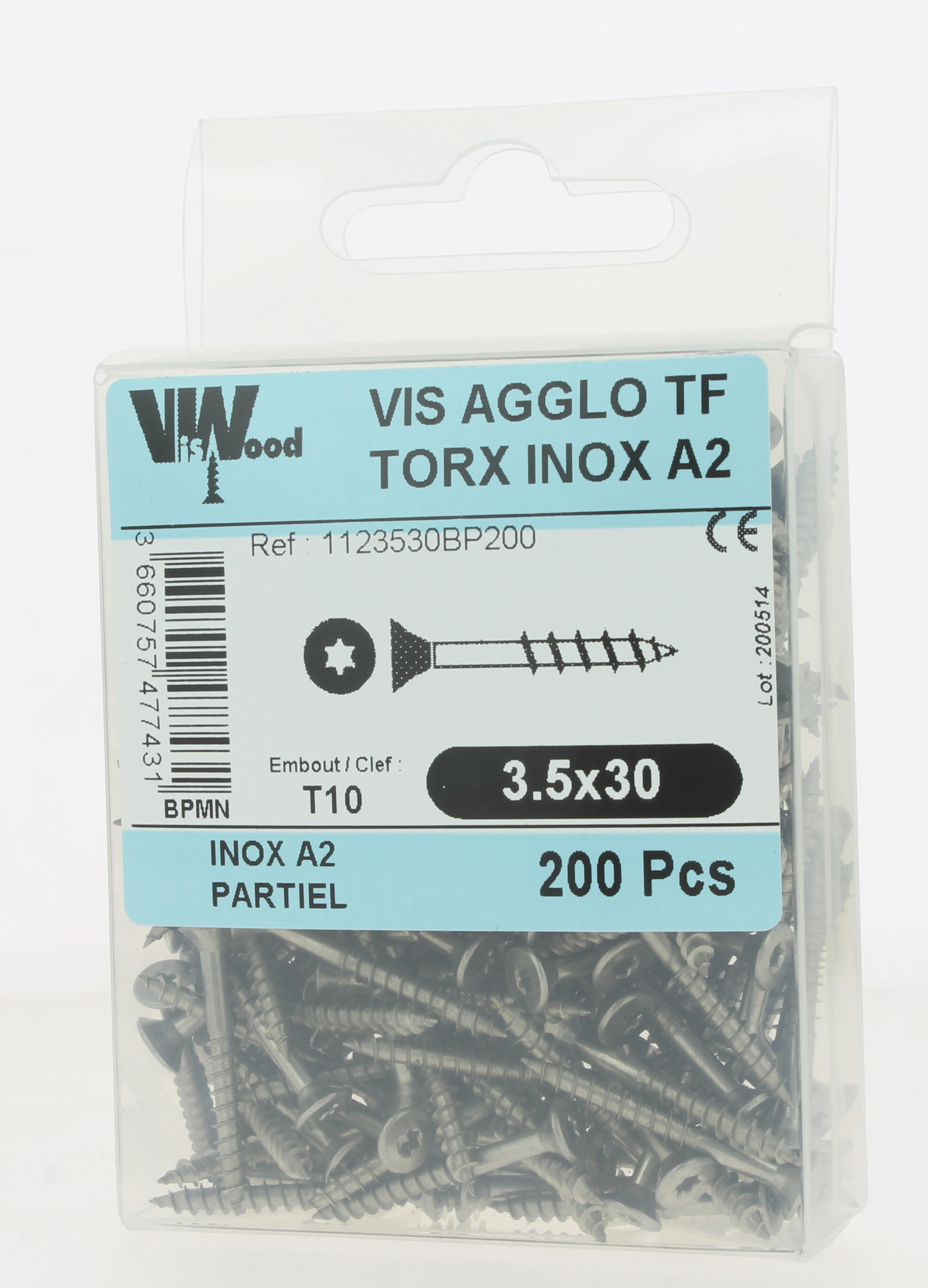 Vis bois inox A2 Diam. 3,5 x 30 mm Boîte de 200 - VISWOOD - 2