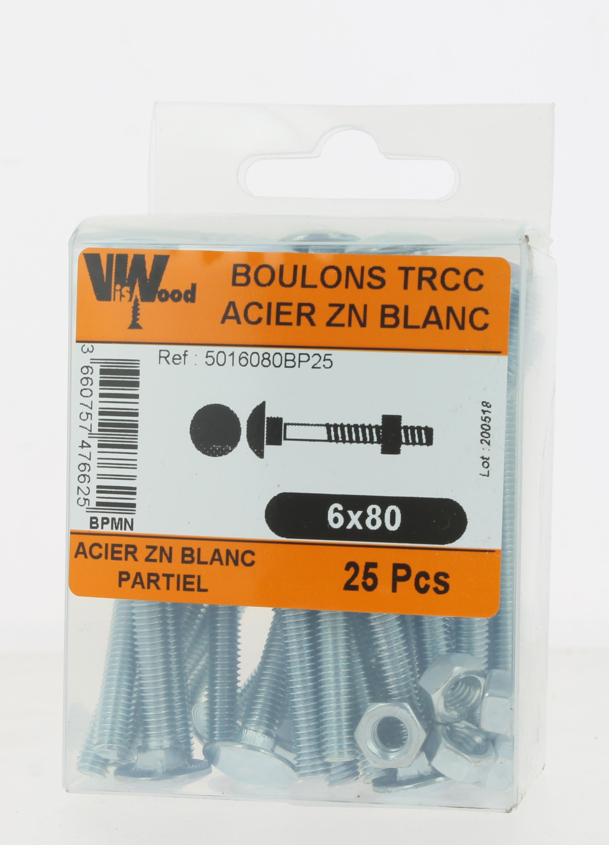 Boulon Diam.6 mm tête ronde collet carré Boîte de 25 - VISWOOD - 3